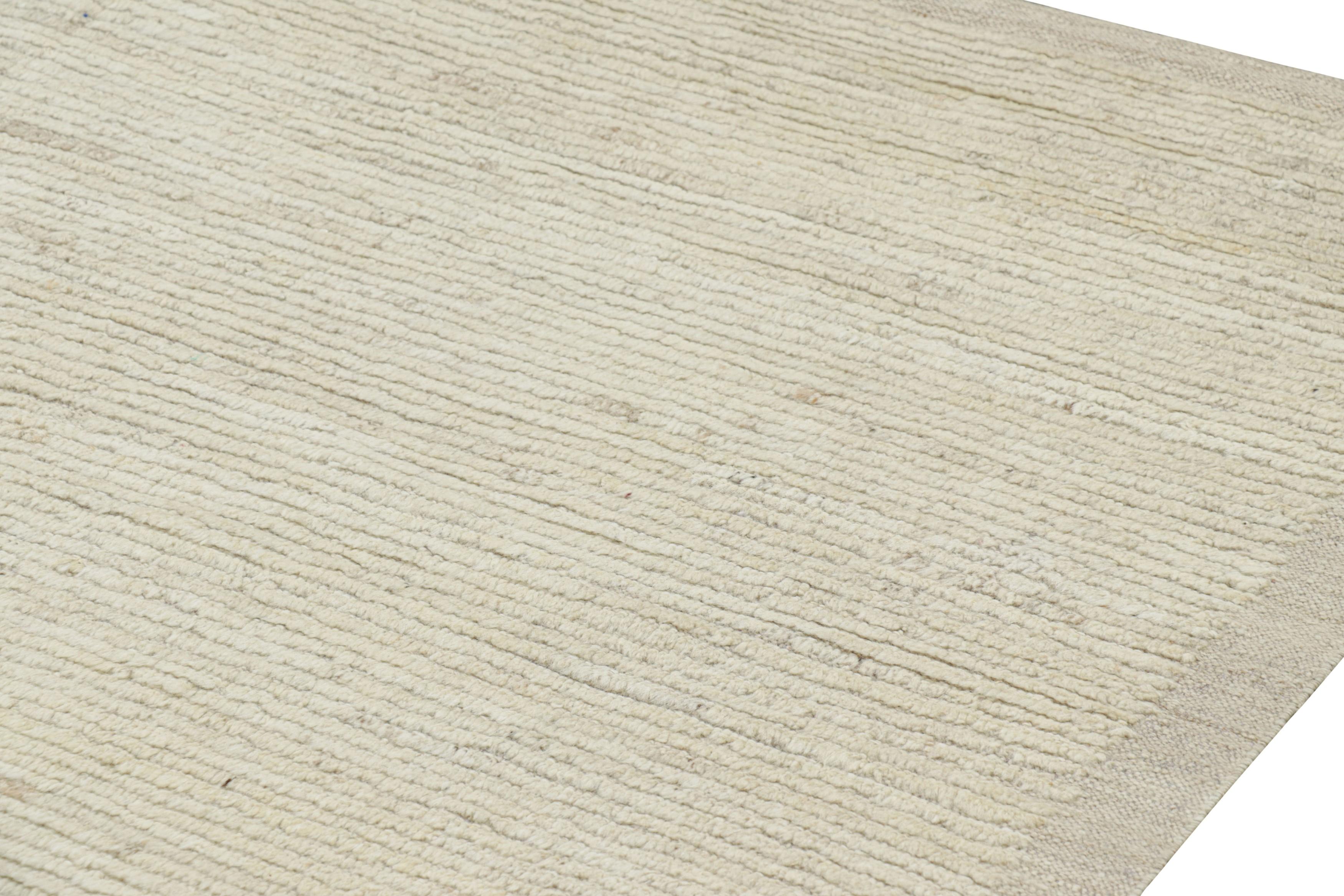 Rug & Kilim’s Solid Rug in White Textural Stripes and Striae In New Condition For Sale In Long Island City, NY