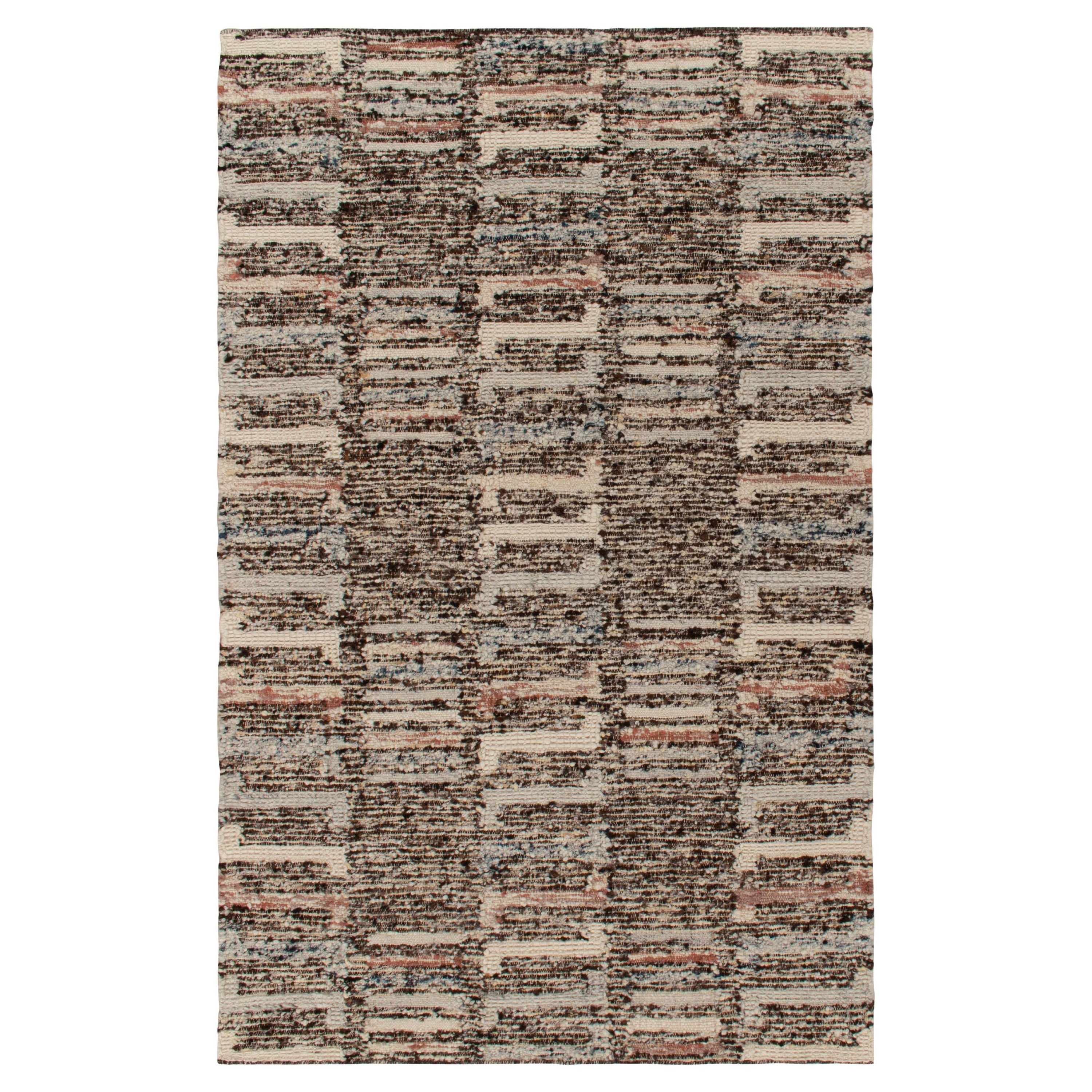 Rug & Kilim's Textural Modern Kilim Rug in White, Black, Multicolor Pattern