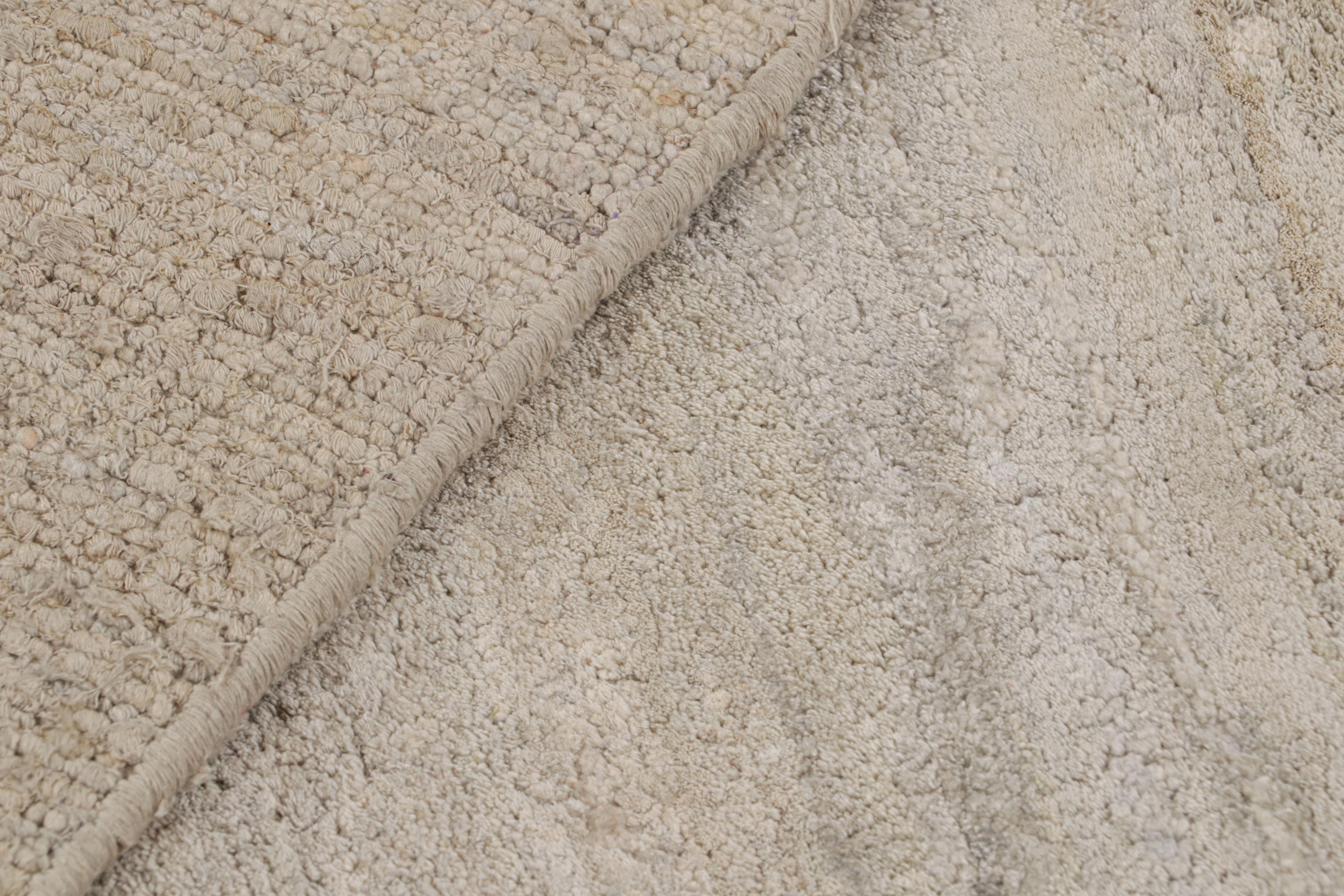 Contemporary Rug & Kilim’s Textural Plain Modern Runner, Beige Two Tones Rug For Sale