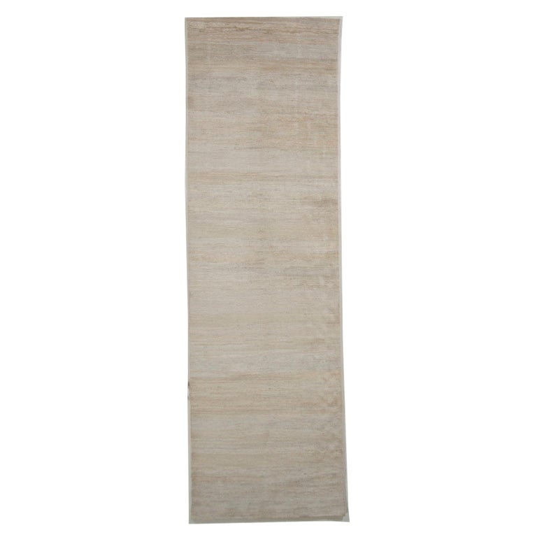 Beige Shell Rug Runner Rug and Kilim’s Textural Plain Modern Runner, Beige Two Tones Rug For ...