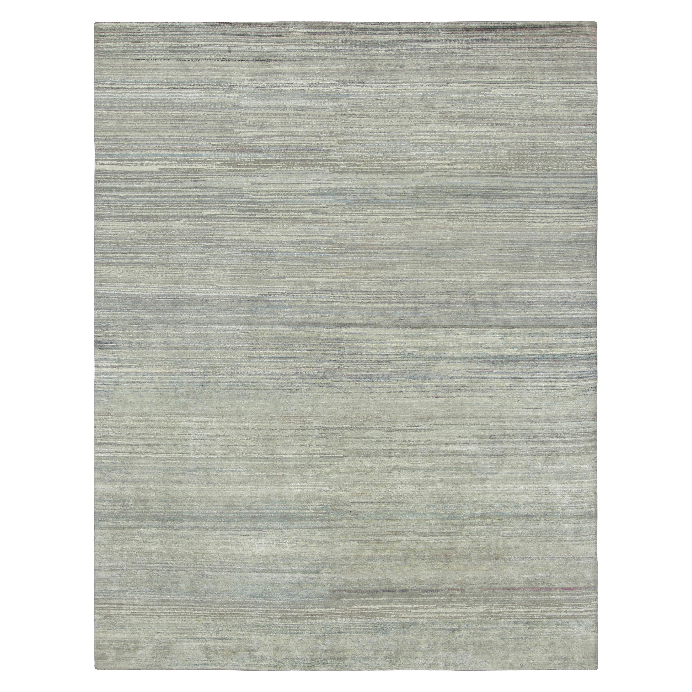 Rug
Kilim
s Strukturteppich in Beige, Hellblau und Creme mit Streifen und Schlieren