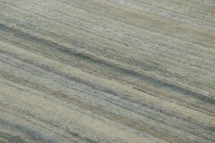 Rug & Kilim’s Textural Rug In Blue, Beige and Gray Stripes and Striae