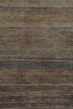 Rug & Kilim’s Textural Rug In Green and Brown Stripes and Striae