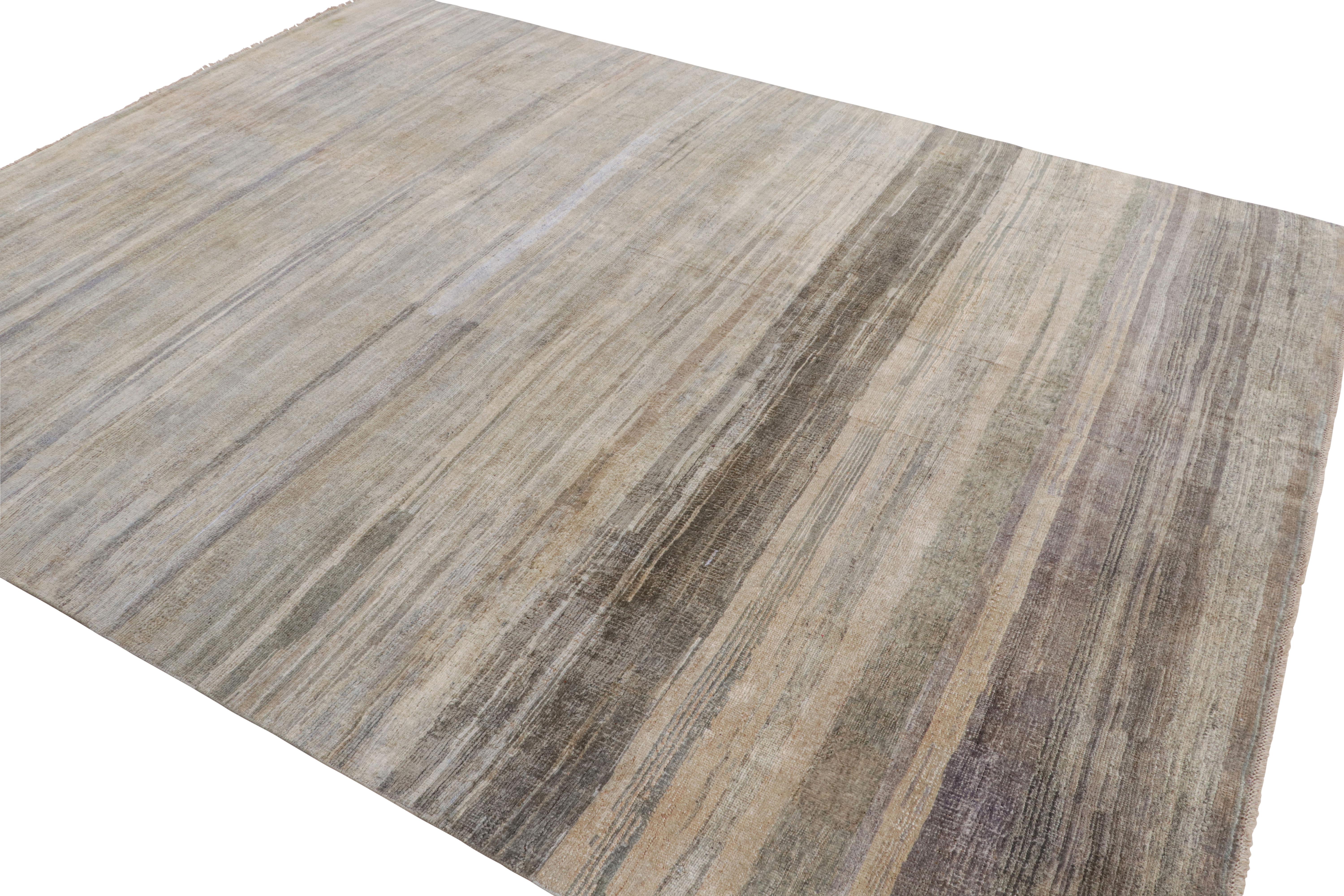 Rug & Kilim's Strukturteppich in Greige-Tönen und Streifen (Indisch) im Angebot