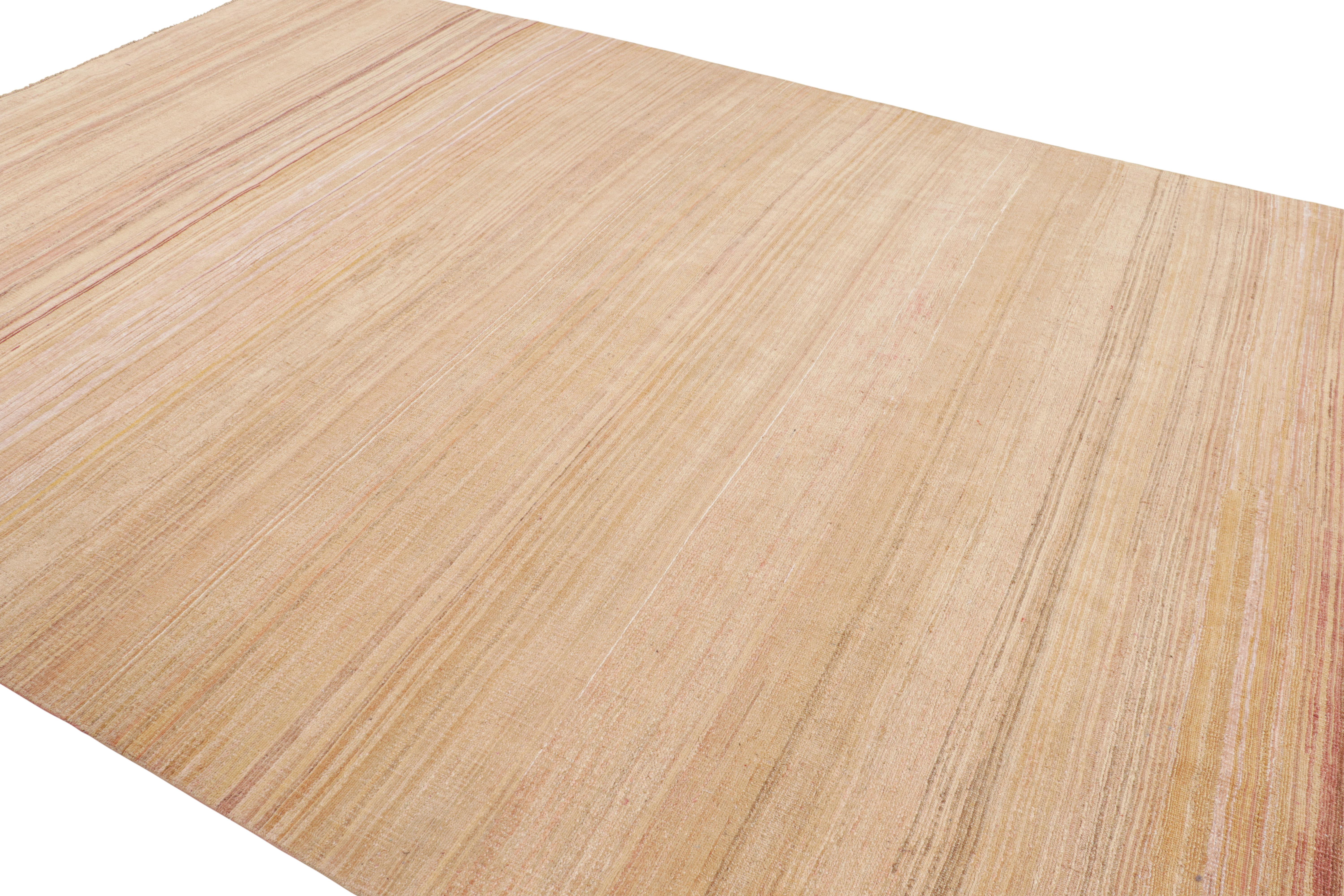 Hand-Knotted Rug & Kilim’s Textural Rug in Peach Tones and Polychrome Striae For Sale