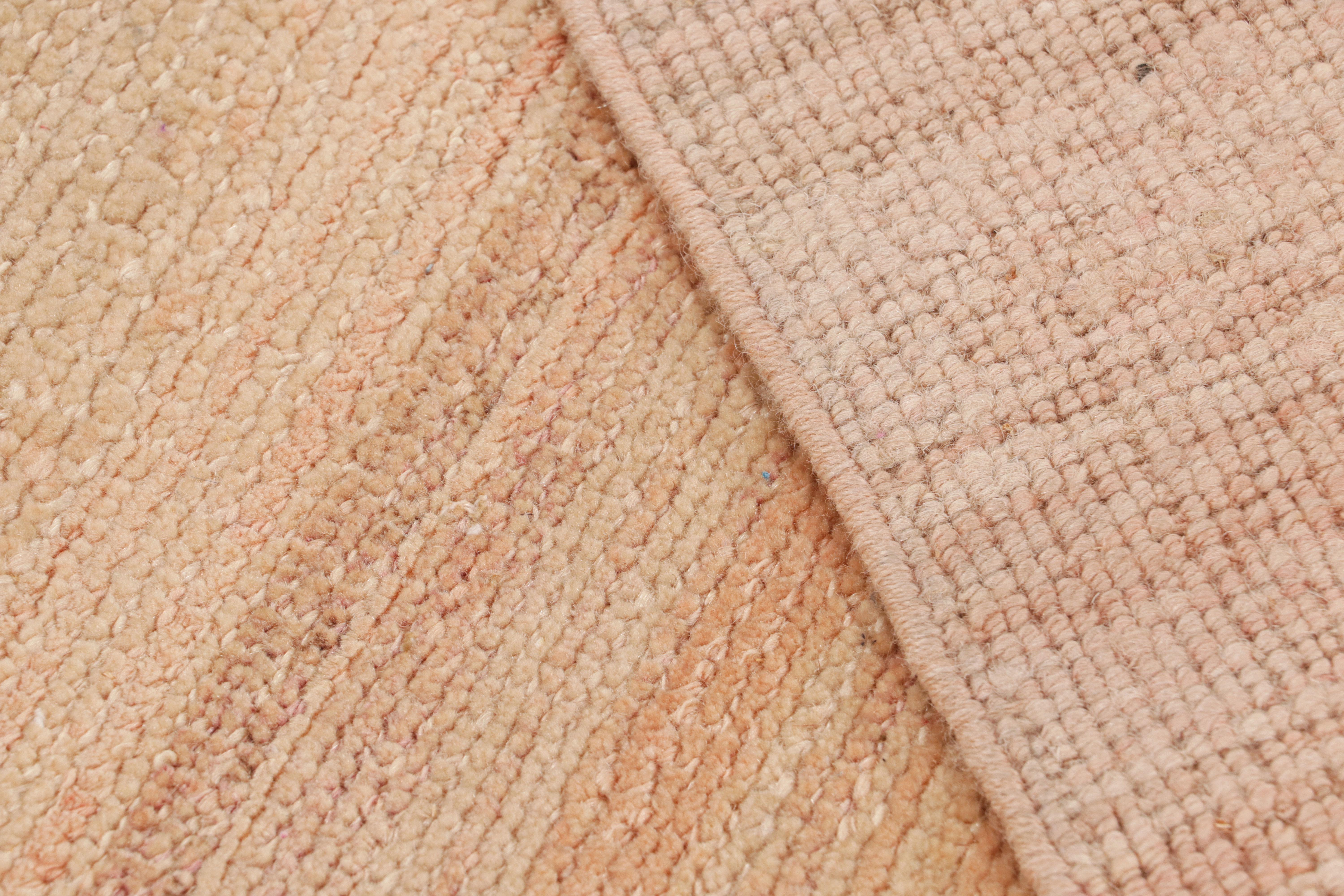 Rug & Kilim’s Textural Rug in Peach Tones and Striae For Sale 1
