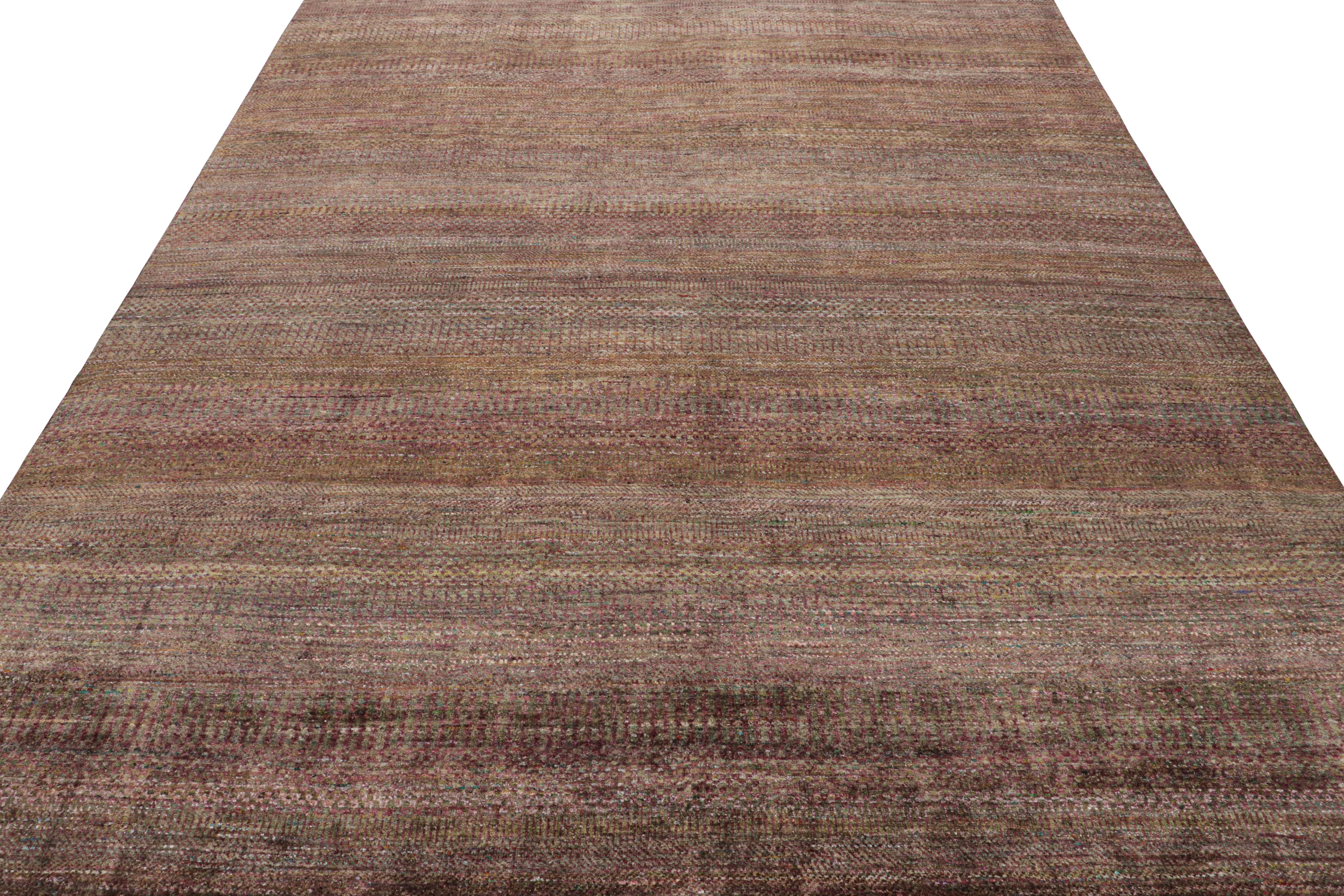 Hand-Knotted Rug & Kilim’s Textural Rug in Purple Tones and Polychrome Striae For Sale