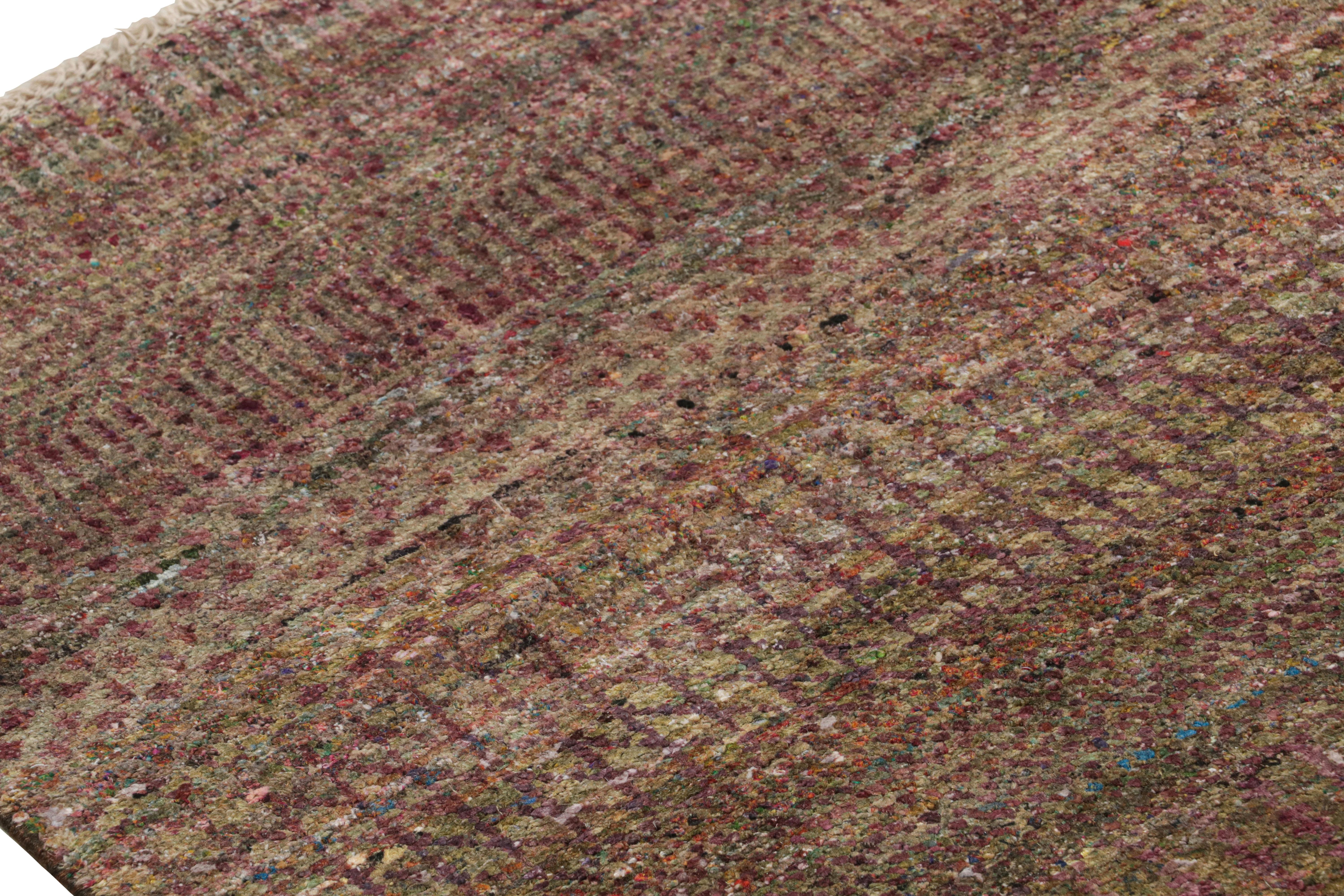 Rug & Kilim’s Textural Rug in Purple Tones and Polychrome Striae In New Condition For Sale In Long Island City, NY