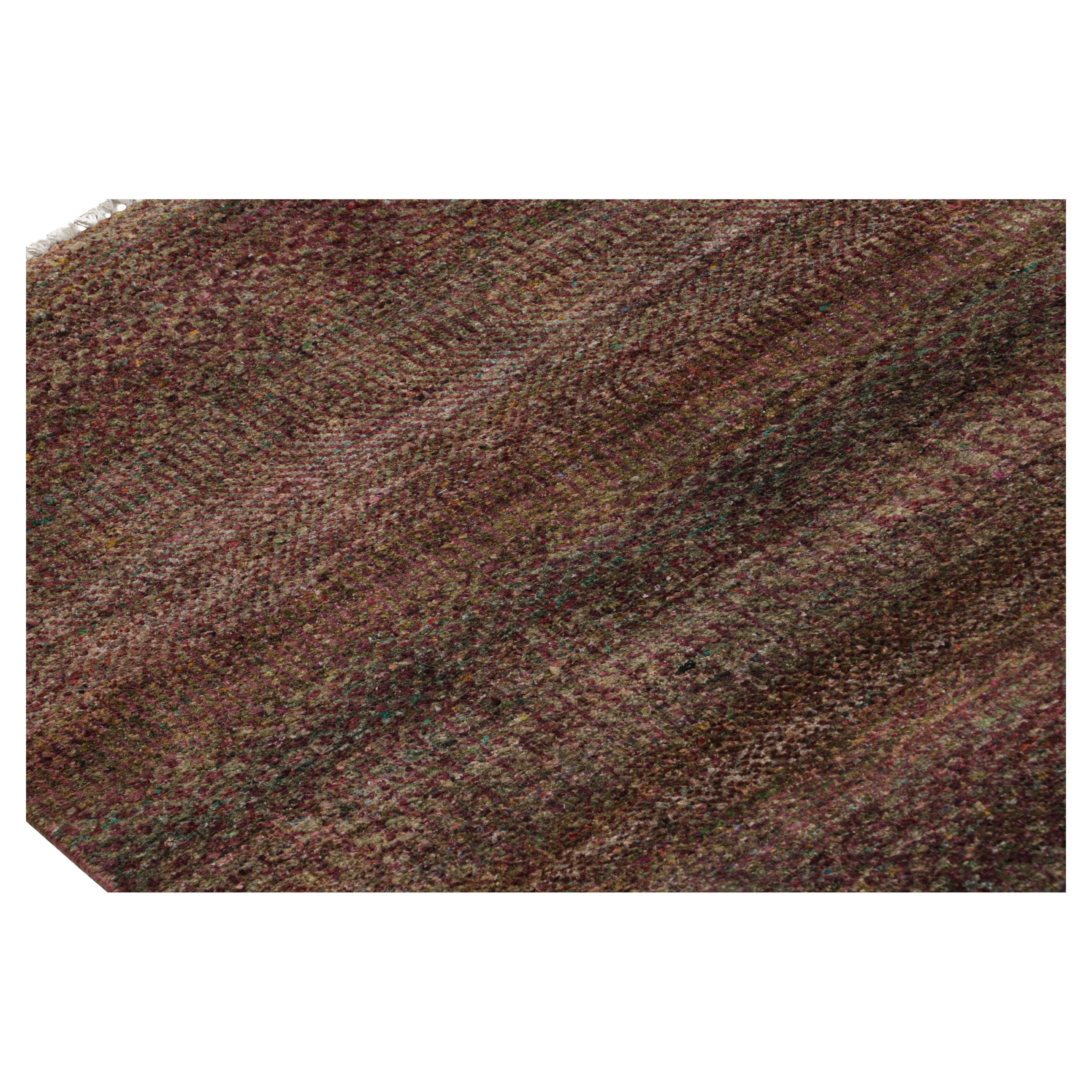 Rug & Kilim’s Textural Rug in Purple Tones and Polychrome Striae For Sale