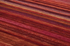 Rug & Kilim’s Textural Rug In Red, Pink and Orange Stripes and Striae