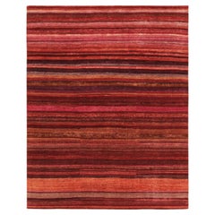 Rug 
Kilim’s Textural Rug In Red, Pink and Orange Stripes and Striae