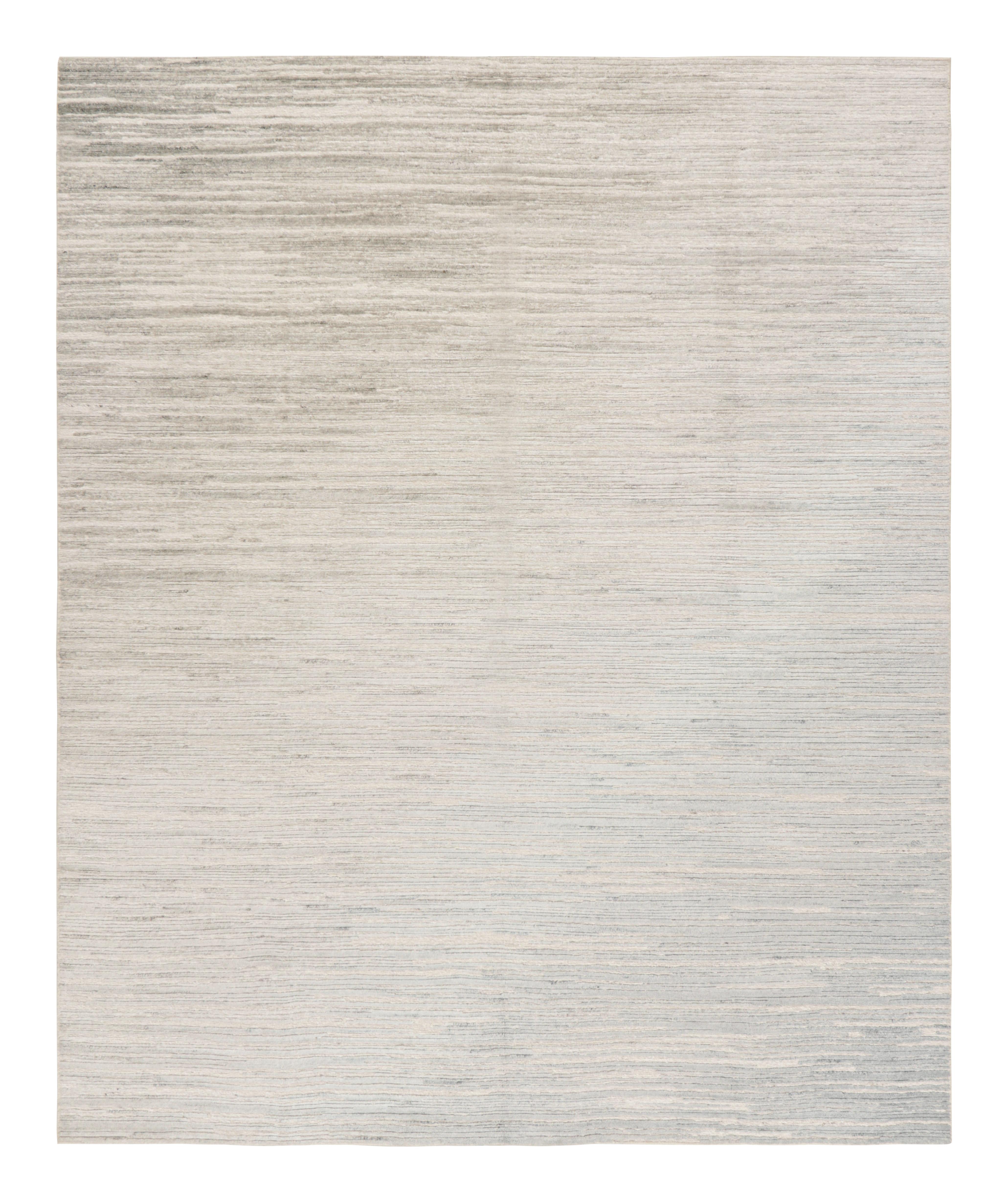 Handwoven in wool, this 8x10 rug represents an exciting new design in the Textural rug collection by Rug & Kilim. 

On the Design: 

Cream white and gray tones underscore a subtle play of high-low texture, married to abstract stripes in a take on