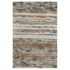 Rug & Kilim’s Textural Rug with Beige-Brown and Gray Stripes “Light on Loom”