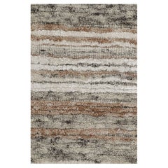 Rug & Kilim's Strukturteppich mit beige-braunen und grauen Streifen Light on Loom