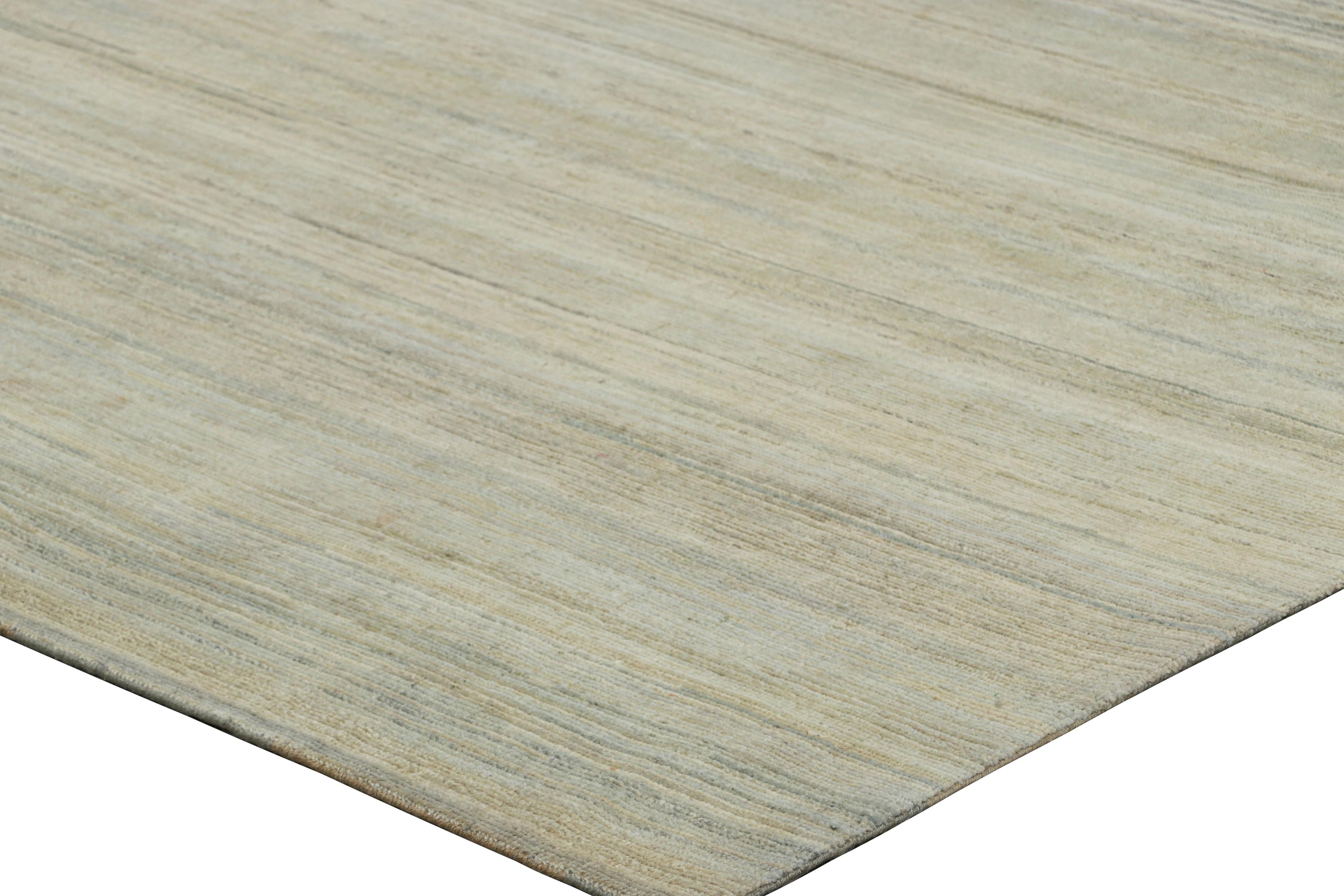 Tapis texturé de Rug & Kilim avec des rayures et des bandes vertes, beiges et bleu clair Neuf - En vente à Long Island City, NY