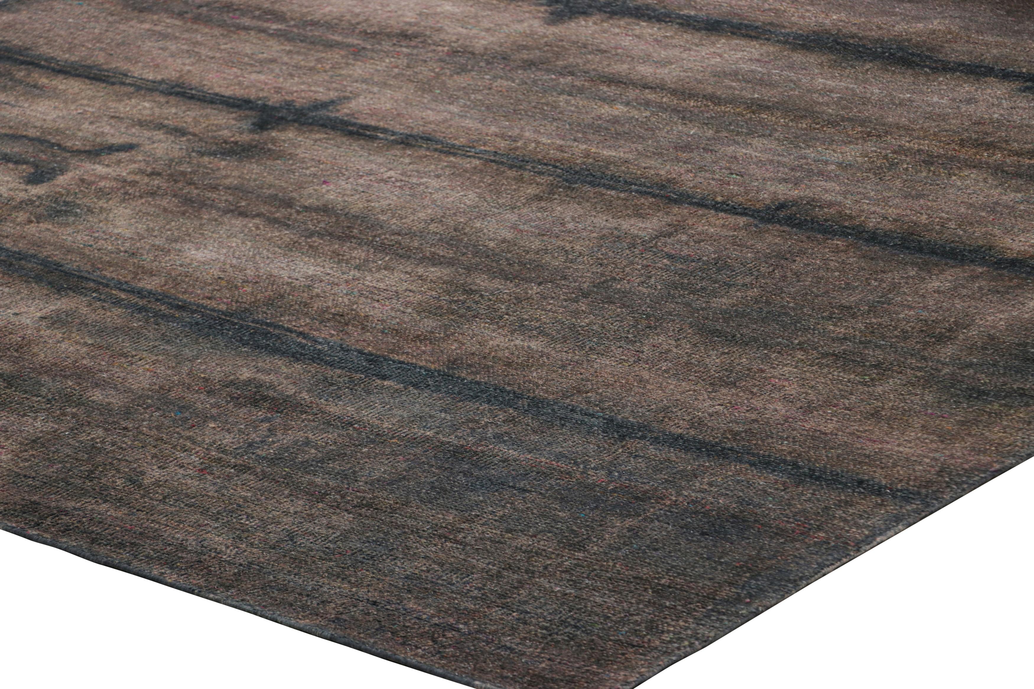 Rug & Kilim’s Textural Rug with Mauve, Beige-Brown and Black Stripes and Striae In condizioni Nuovo in vendita a Long Island City, NY