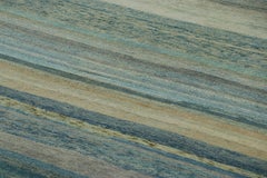 Rug & Kilim’s Textural Rug with Stripes and Striae in Teal and Light Blue Tones