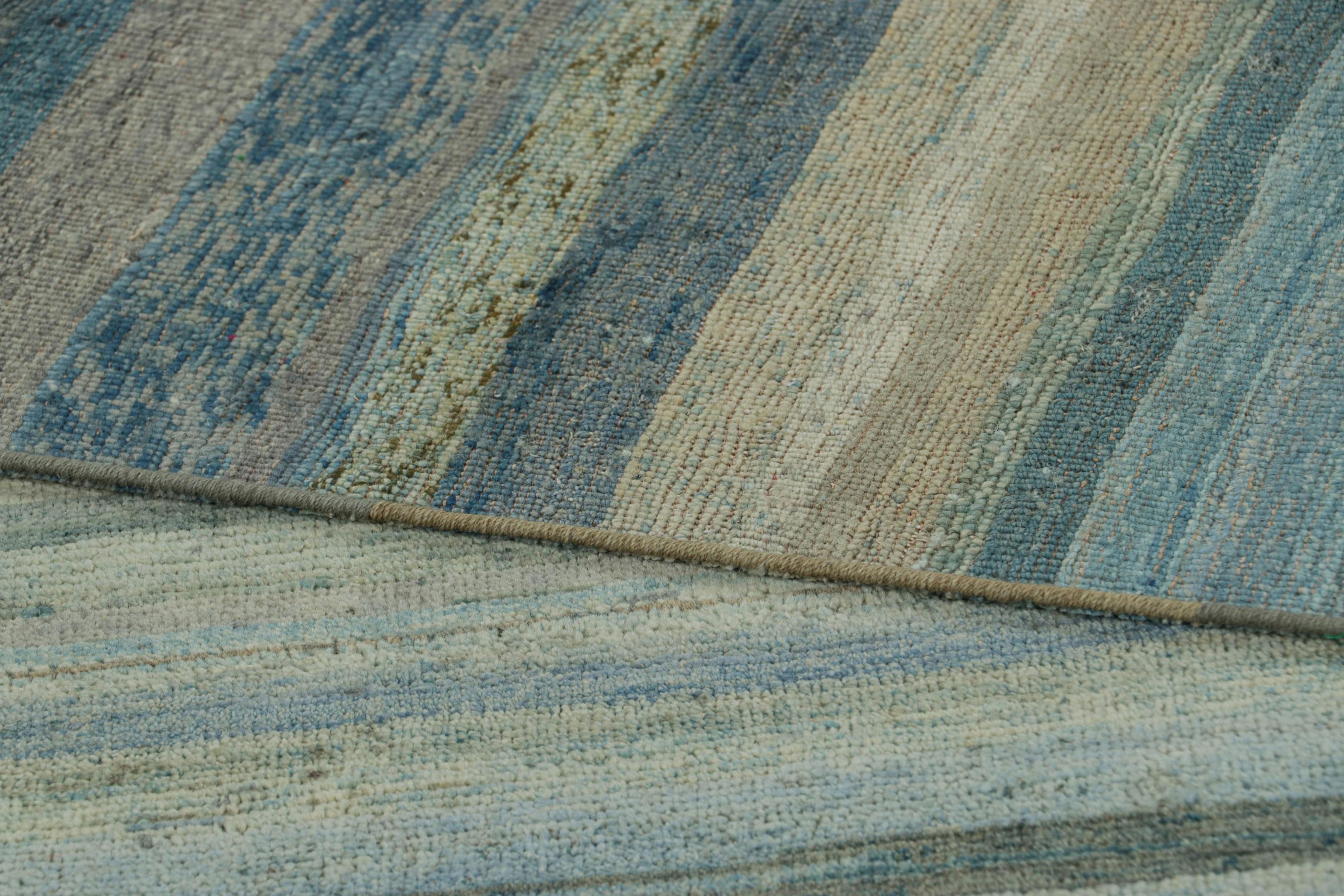 Rug & Kilim's Strukturteppich mit Streifen und Striae in Teal und Light Blue Tönen (21. Jahrhundert und zeitgenössisch) im Angebot