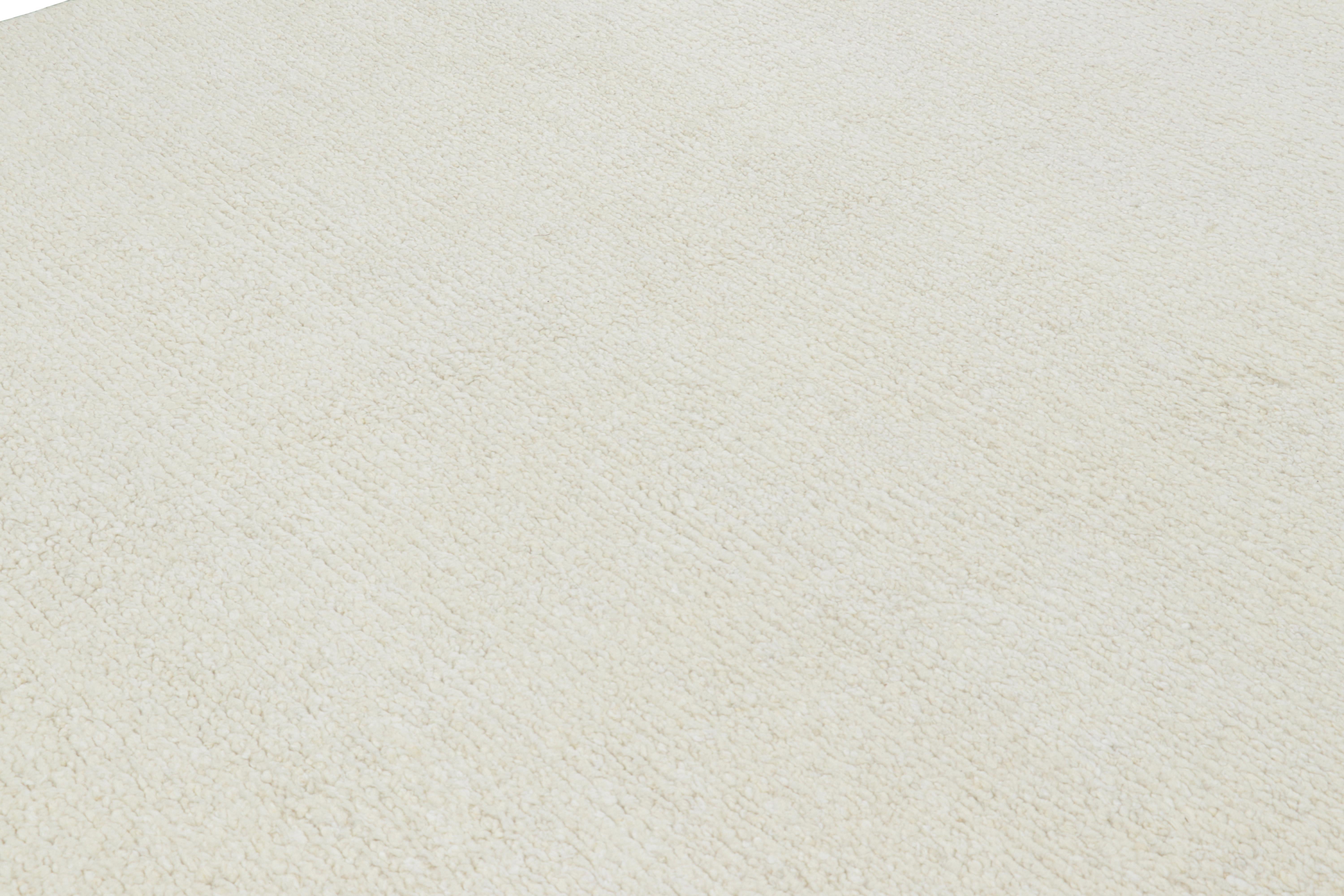 Modern Rug & Kilim’s Textured Rug with Monochrome White Striae For Sale