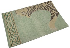 Rug & Kilim's Tiger Custom Rug Sample in Green and Gold