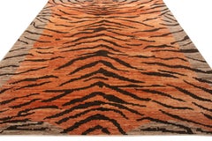 Rug & Kilim’s Tiger Rug in Orange, Beige-Brown and Black Pelt Pattern
