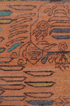 Rug & Kilim's Tiger Rug, Peach Ground with Vibrant Animal-Skin Pictorial