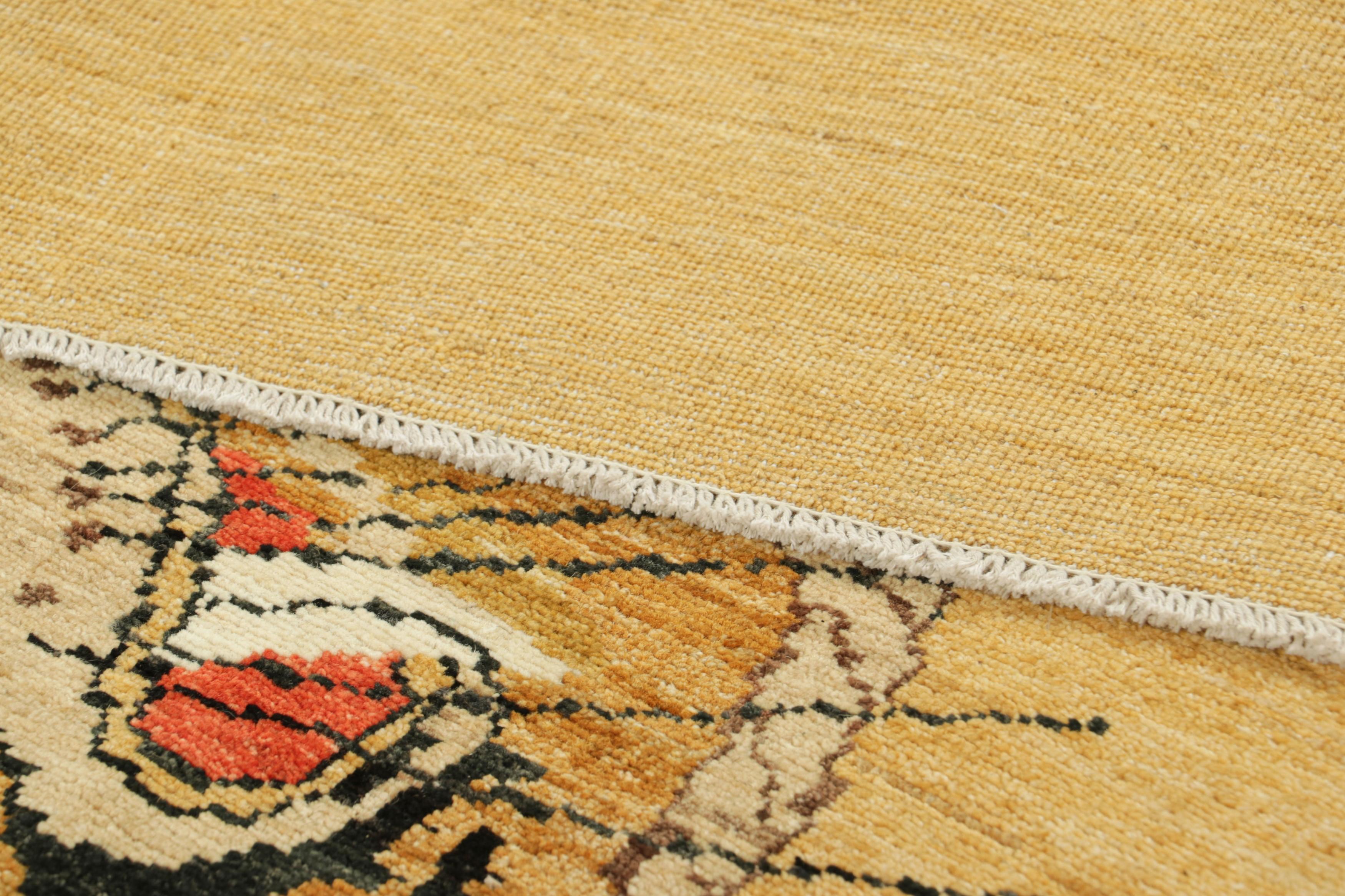 Wool Rug & Kilim’s Contemporary Tiger Pictorial Rug in Gold, Brown and Black Tones For Sale