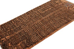 Rug & Kilim’s Tiger Runner Rug in Orange with Brown Geometric Patterns