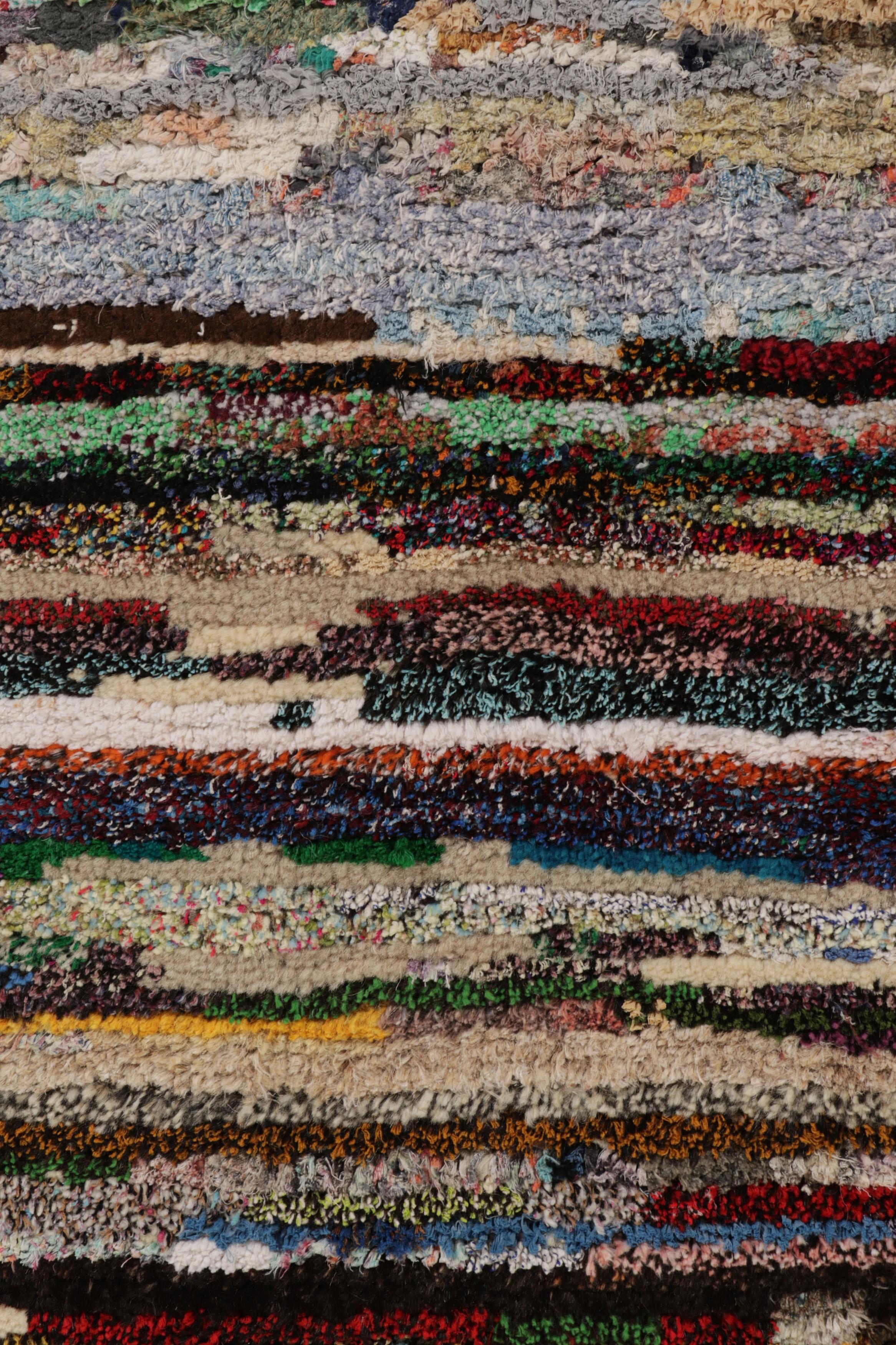 Contemporary Rug & Kilim’s Tiger Skin Patchwork Rug in Beige with Polychromatic Pictorial For Sale