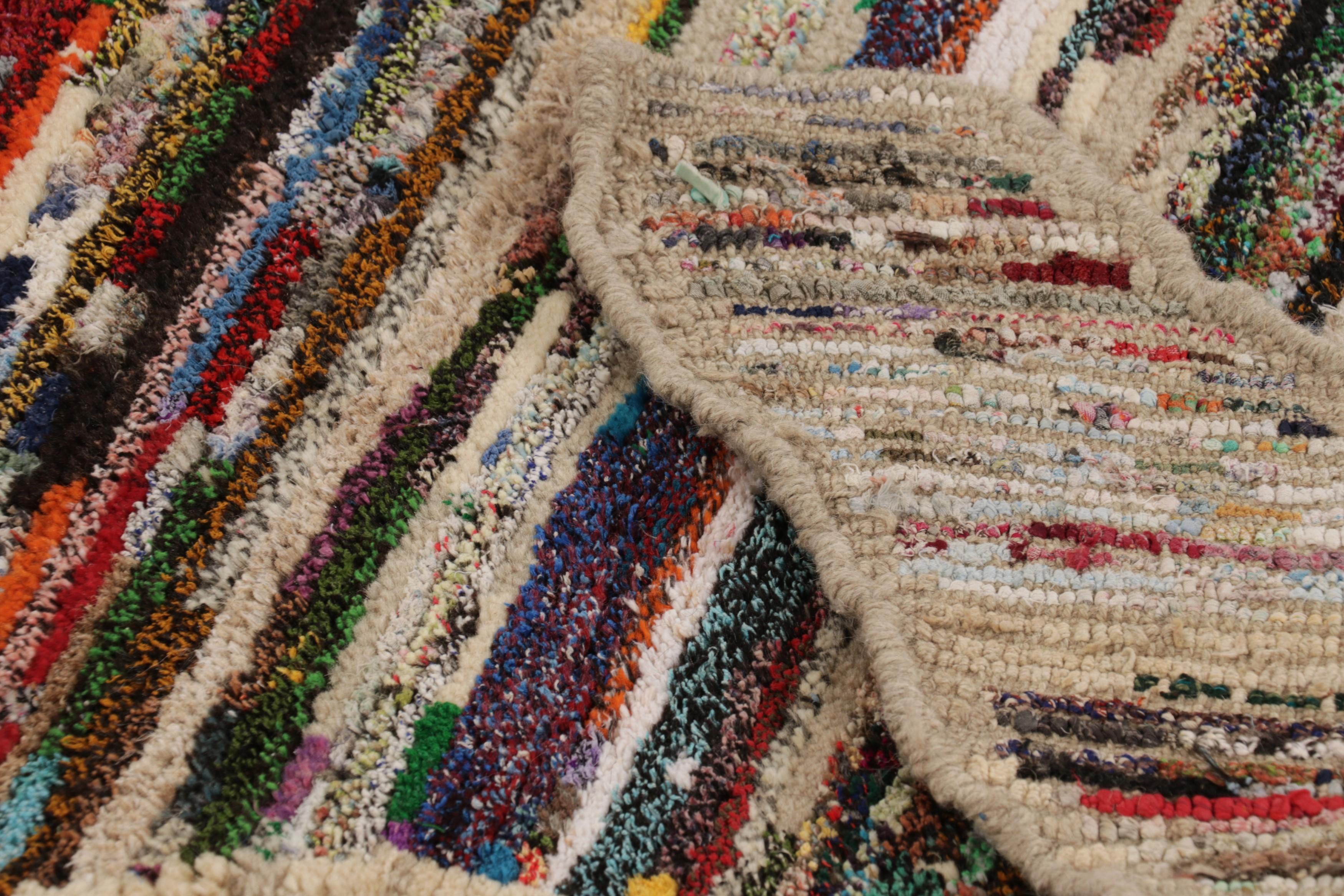 Rug & Kilim’s Tiger Skin Patchwork Rug in Beige with Polychromatic Pictorial For Sale 1