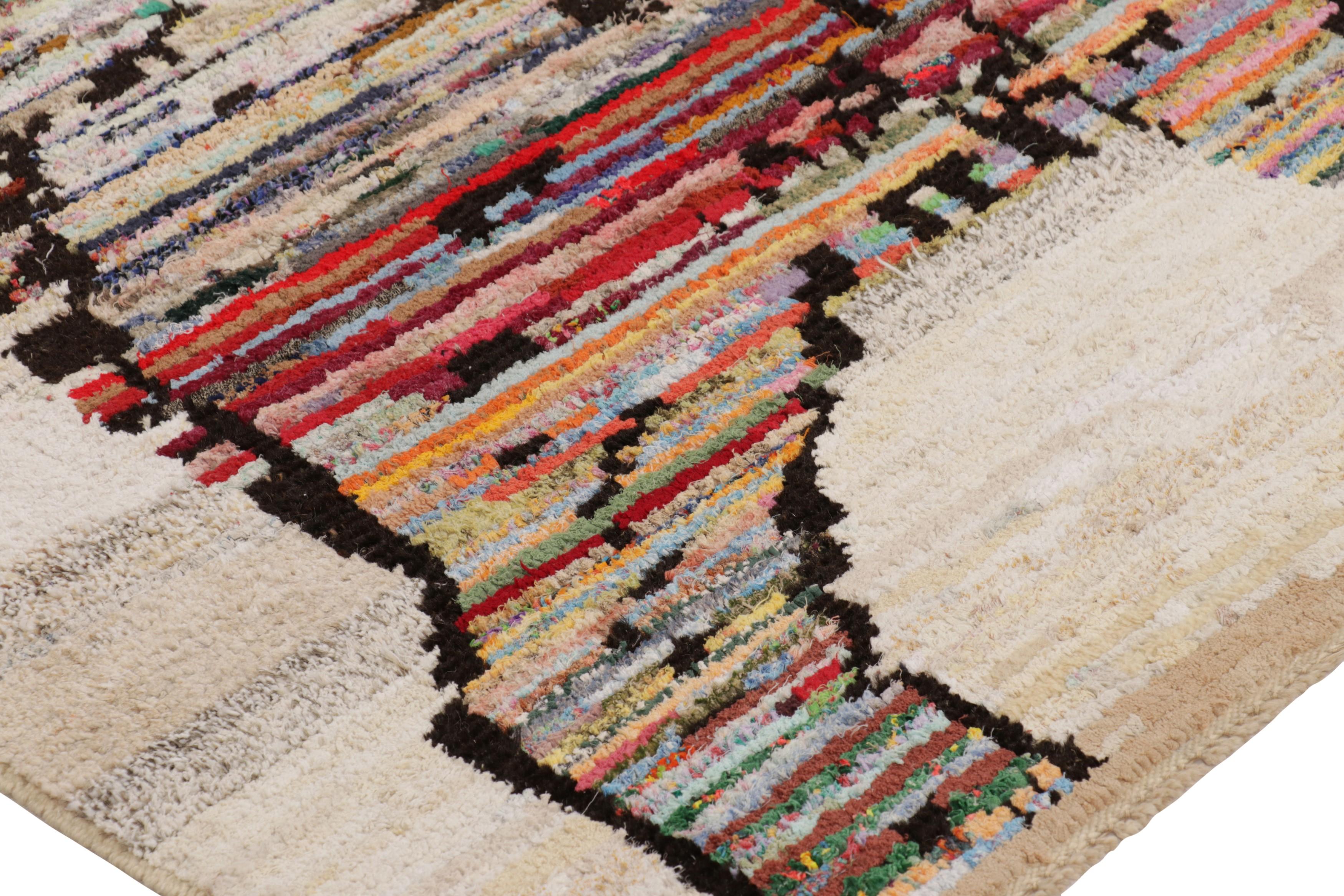 Turkish Rug & Kilim’s Tiger Skin Patchwork Rug in Gray with Polychromatic Pictorial For Sale