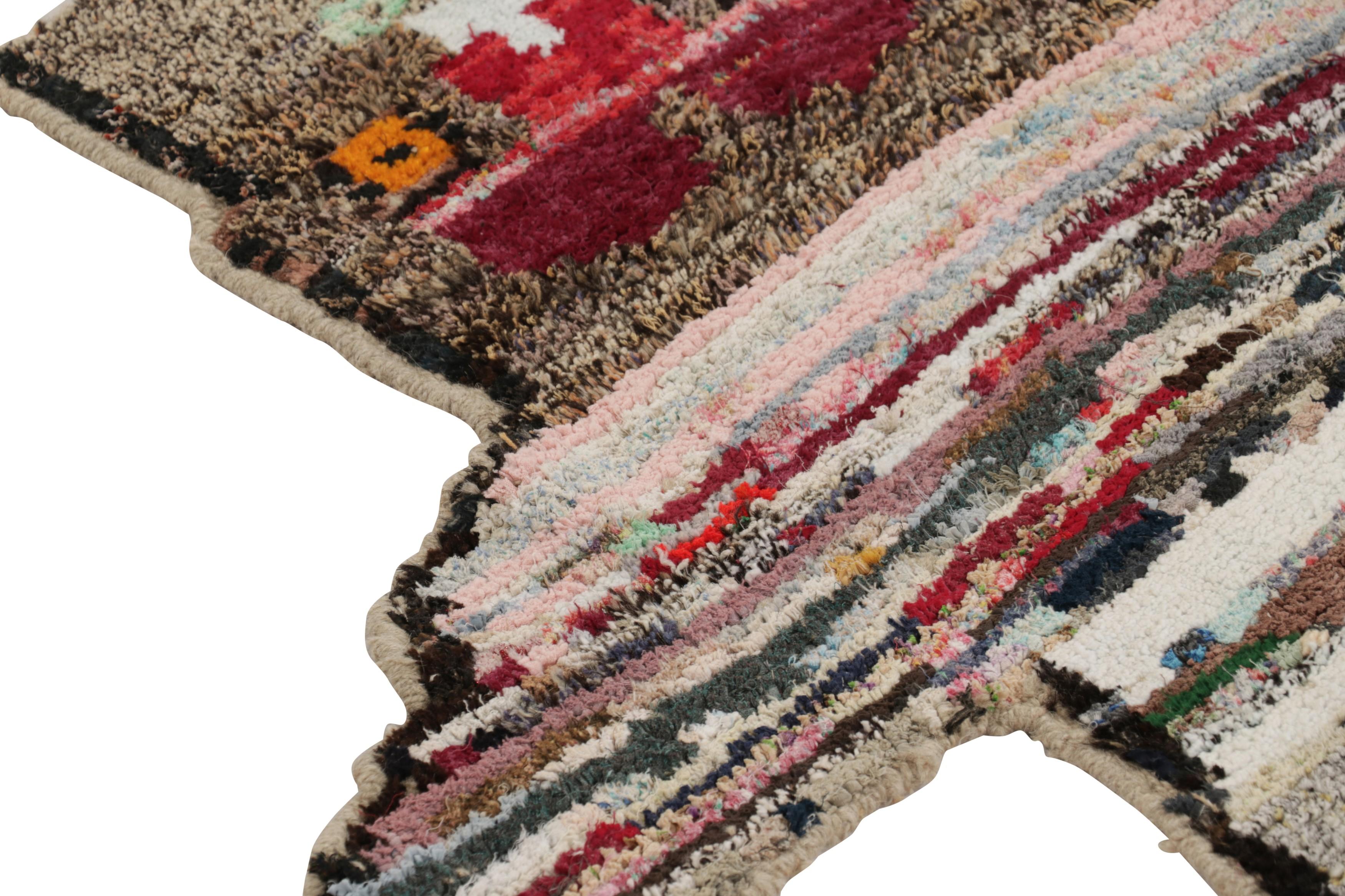 Turkish Rug & Kilim’s Tiger Skin Patchwork Rug in Gray with Polychromatic Pictorial For Sale