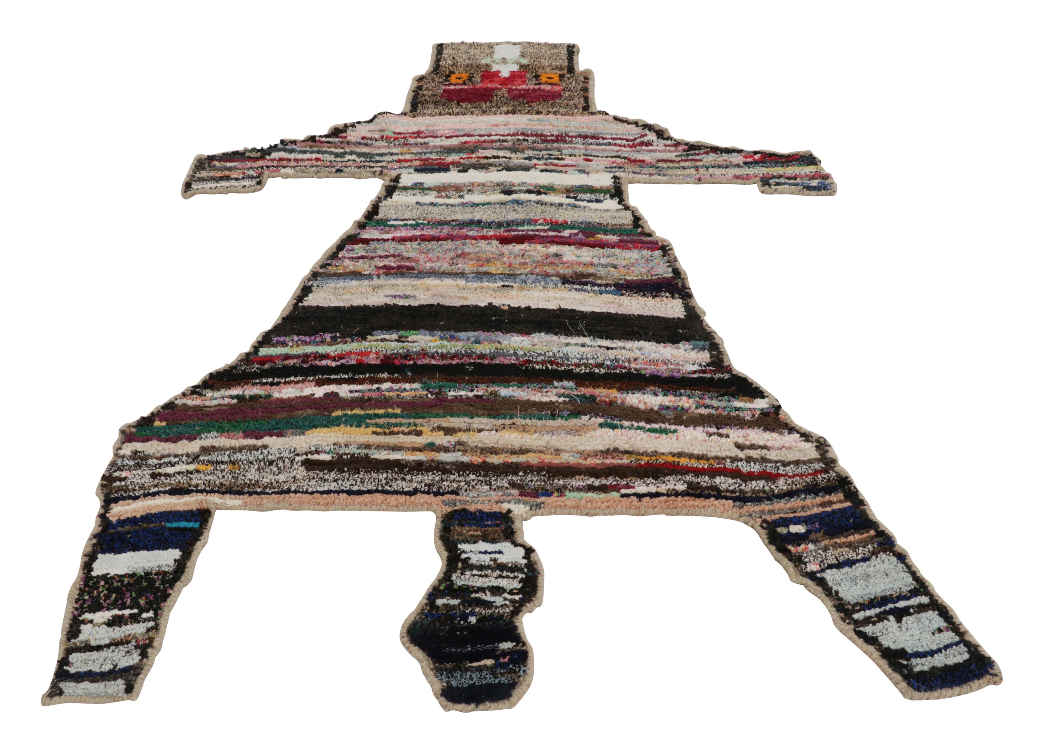 Hand-Knotted Rug & Kilim’s Tiger Skin Patchwork Rug in Gray with Polychromatic Pictorial For Sale