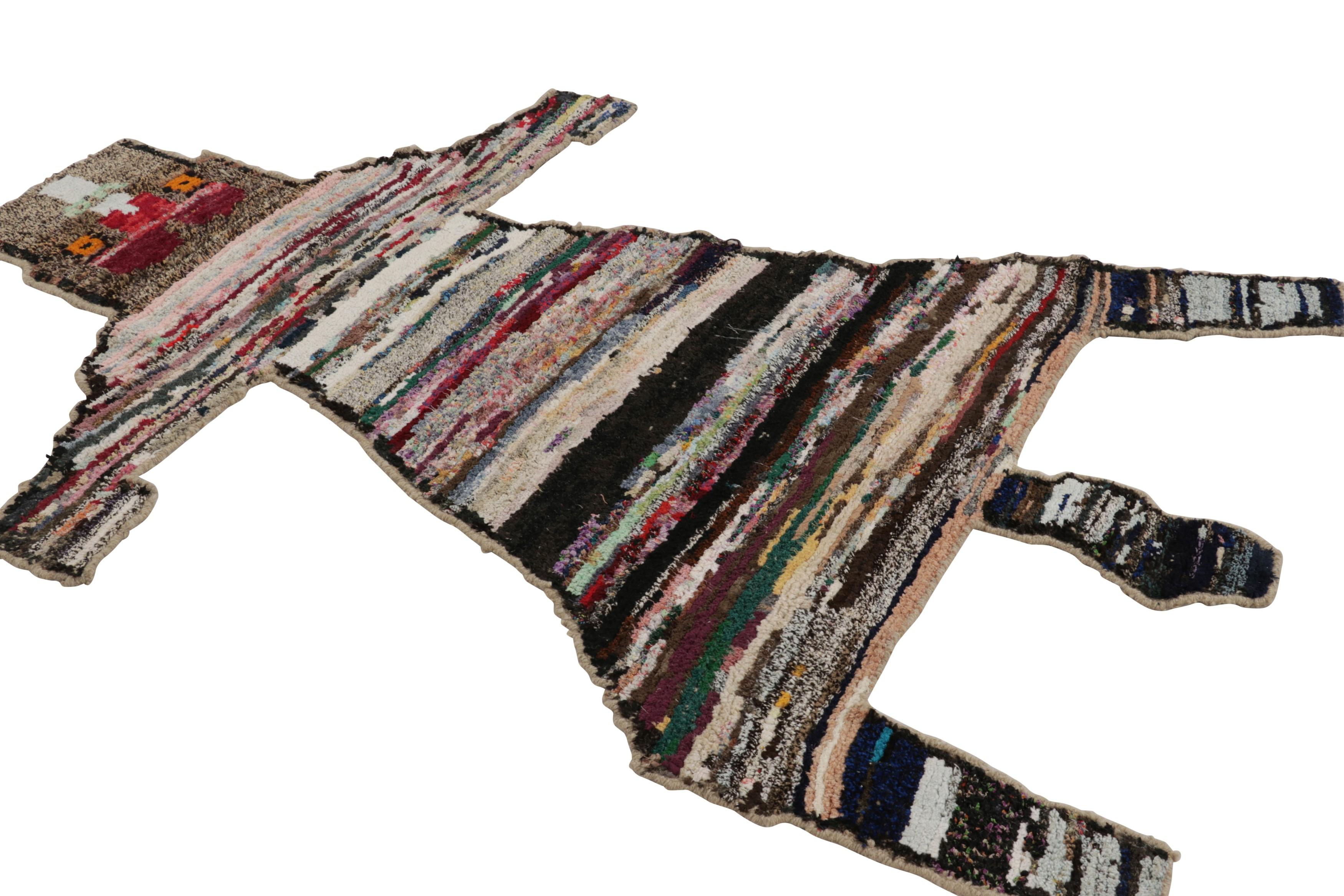 Rug & Kilim’s Tiger Skin Patchwork Rug in Gray with Polychromatic Pictorial In New Condition For Sale In Long Island City, NY