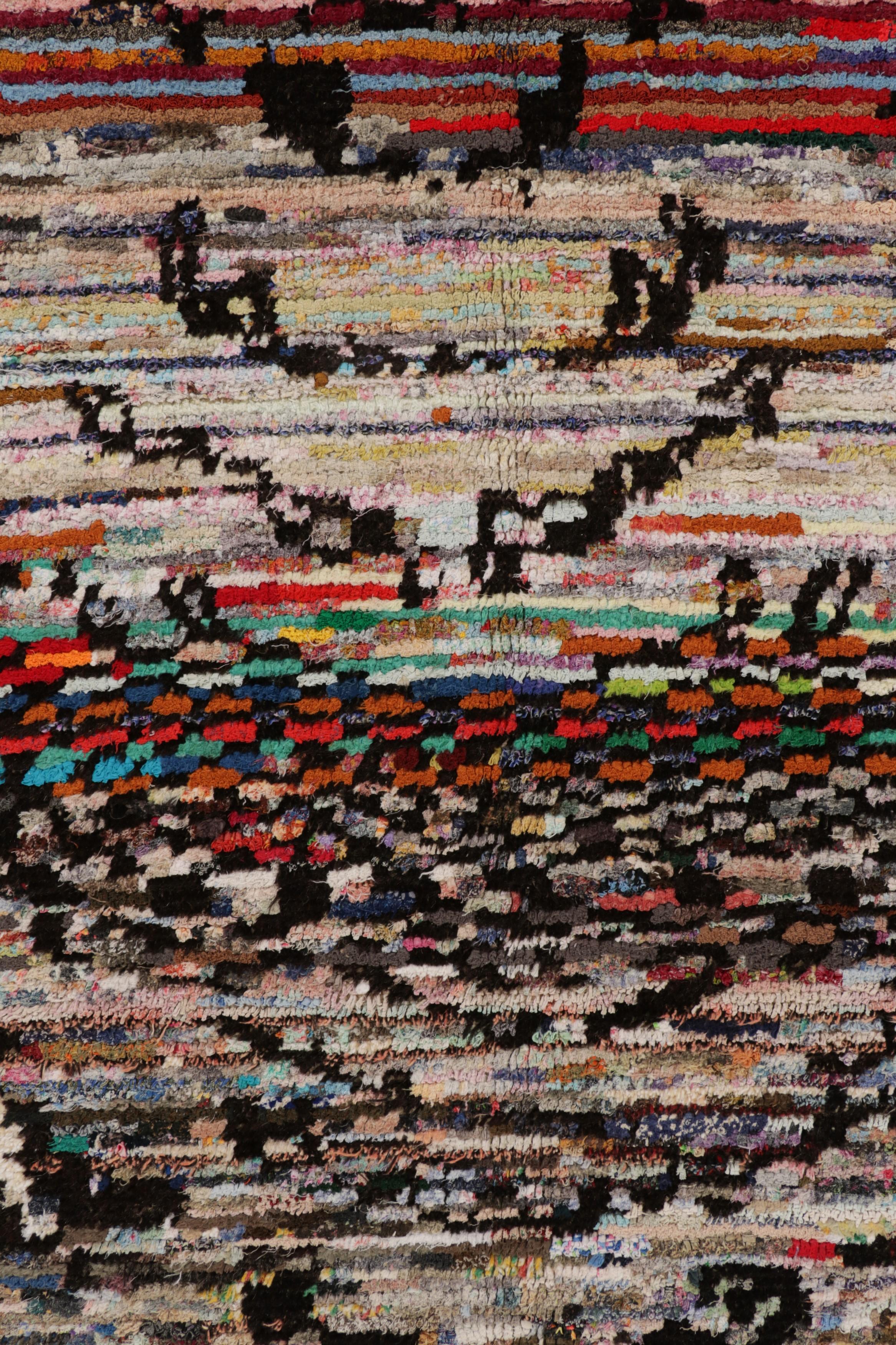 Contemporary Rug & Kilim’s Tiger Skin Patchwork Rug in Gray with Polychromatic Pictorial For Sale