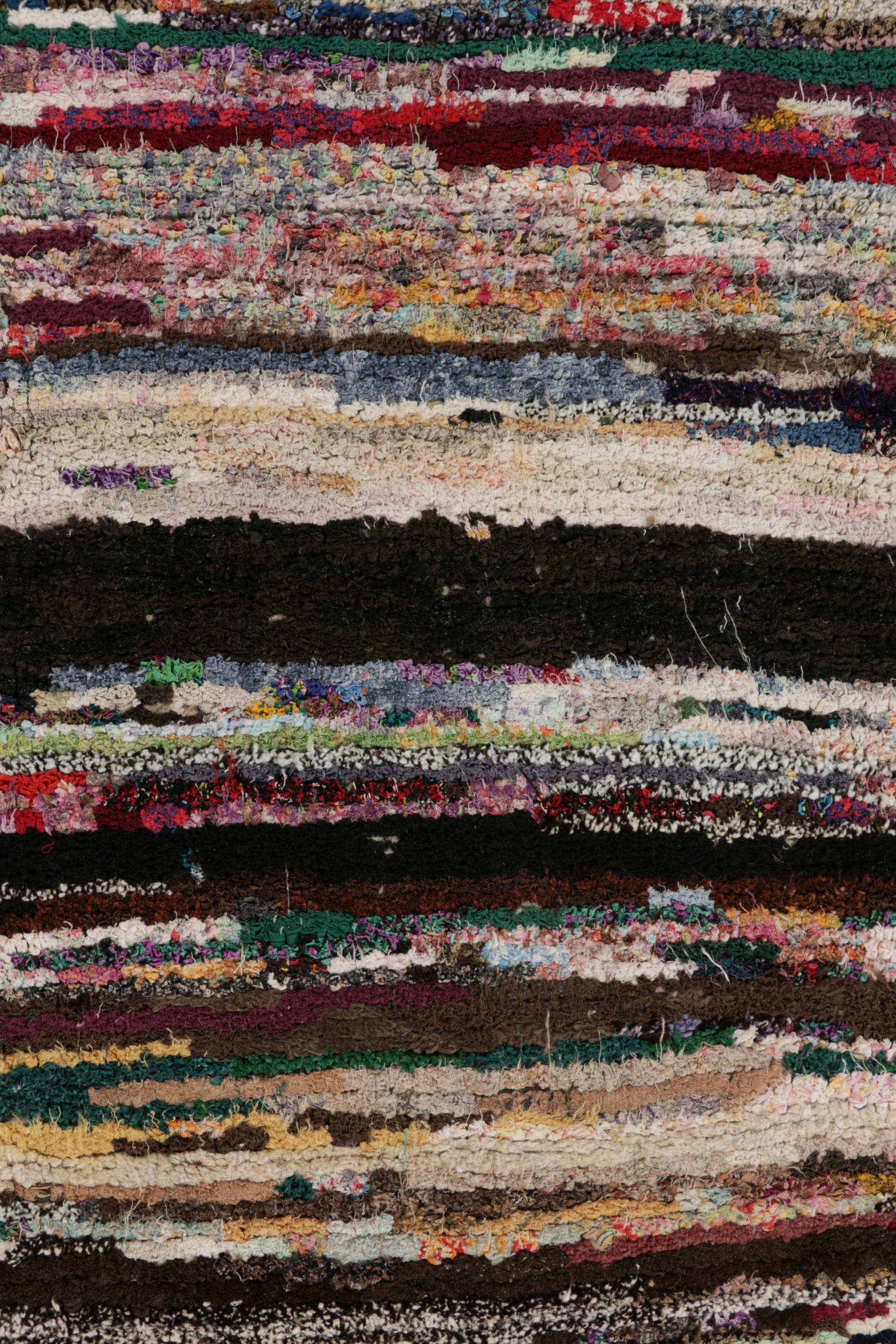 Contemporary Rug & Kilim’s Tiger Skin Patchwork Rug in Gray with Polychromatic Pictorial For Sale