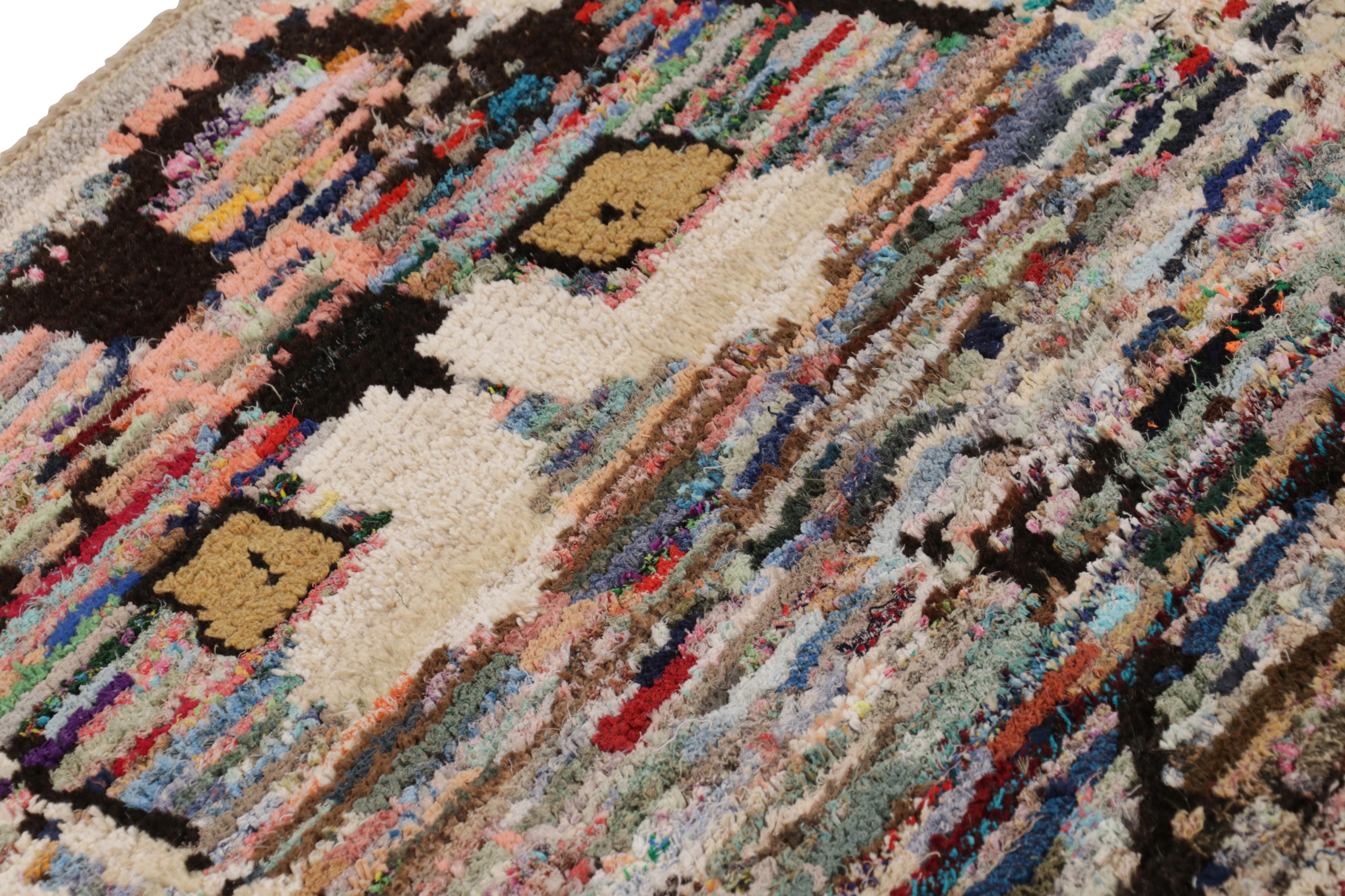 Wool Rug & Kilim’s Tiger Skin Patchwork Rug in Gray with Polychromatic Pictorial For Sale