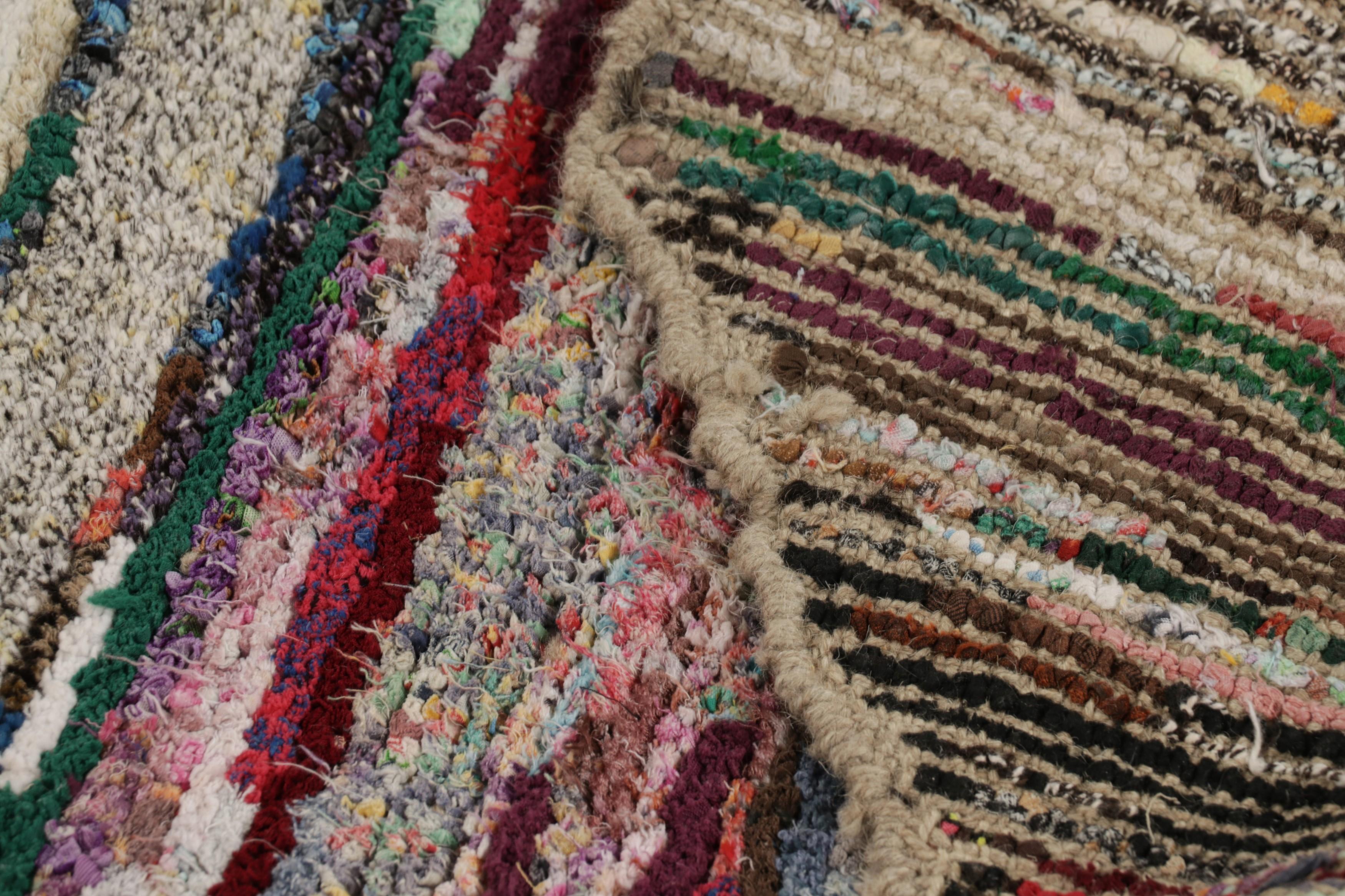 Wool Rug & Kilim’s Tiger Skin Patchwork Rug in Gray with Polychromatic Pictorial For Sale