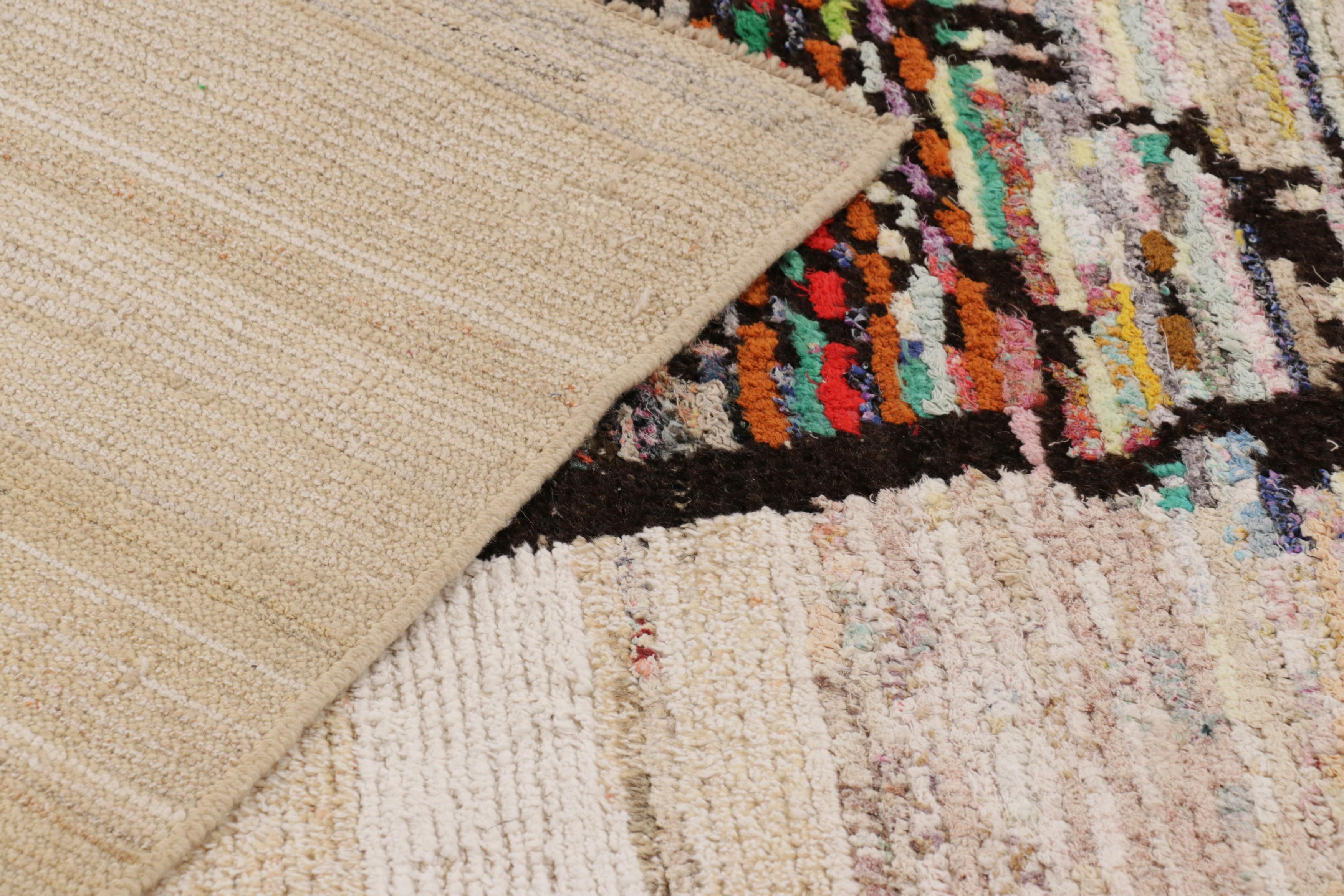 Rug & Kilim’s Tiger Skin Patchwork Rug in Gray with Polychromatic Pictorial For Sale 1
