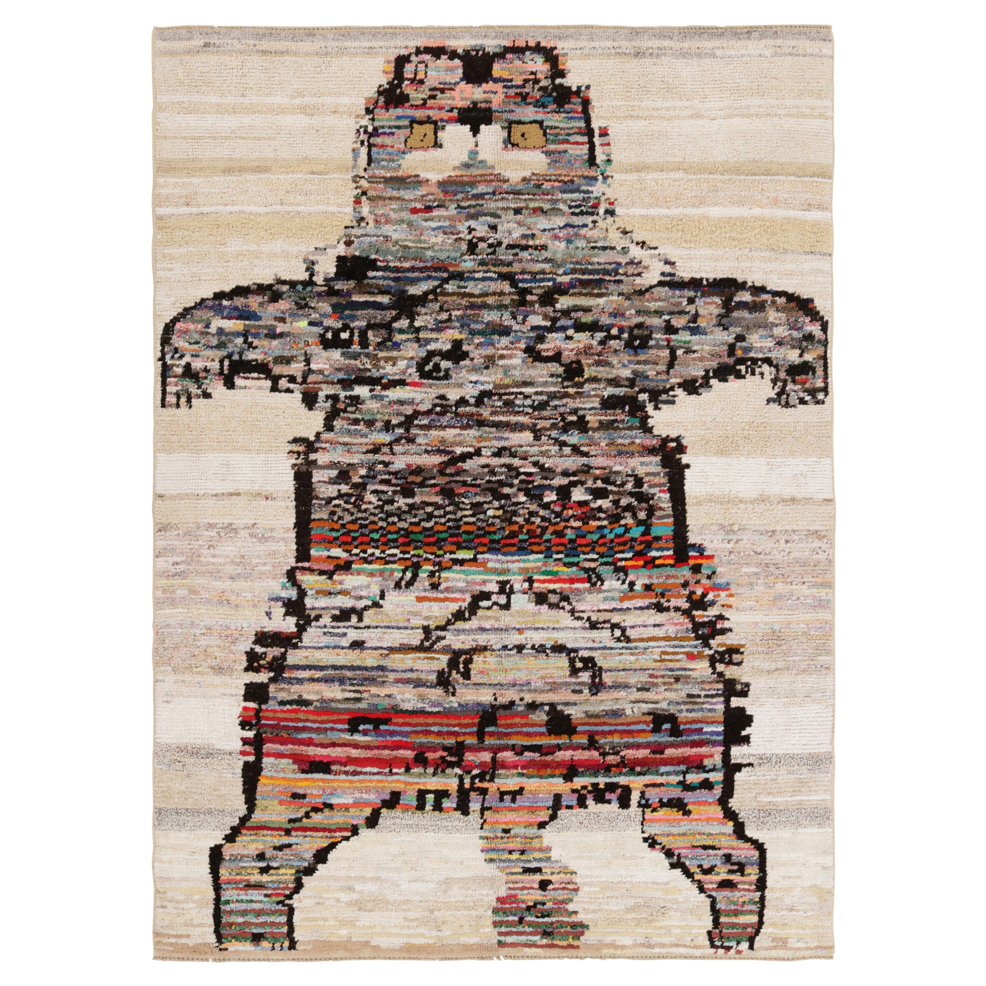 Rug & Kilim - Tappeto patchwork in pelle di tigre, grigio e con immagini policromatiche in vendita