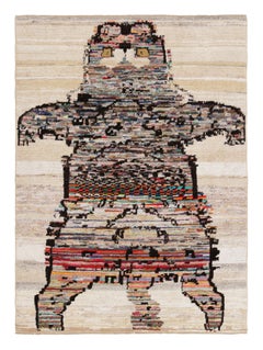 Rug & Kilim’s Tiger Skin Patchwork Rug in Gray with Polychromatic Pictorial