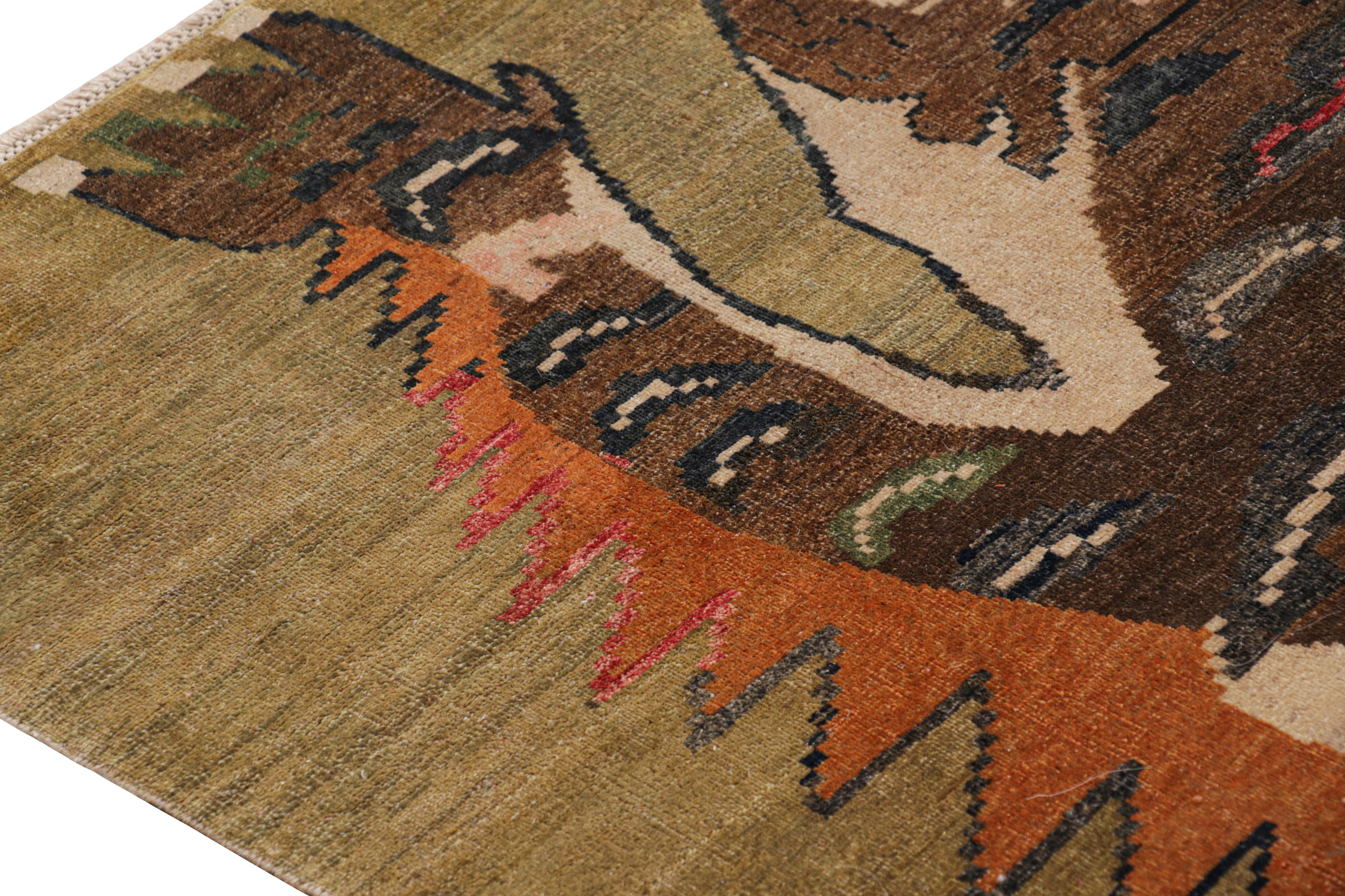 Indian Rug & Kilim’s Tiger Skin Rug in Beige with Black and Brown Pictorial For Sale