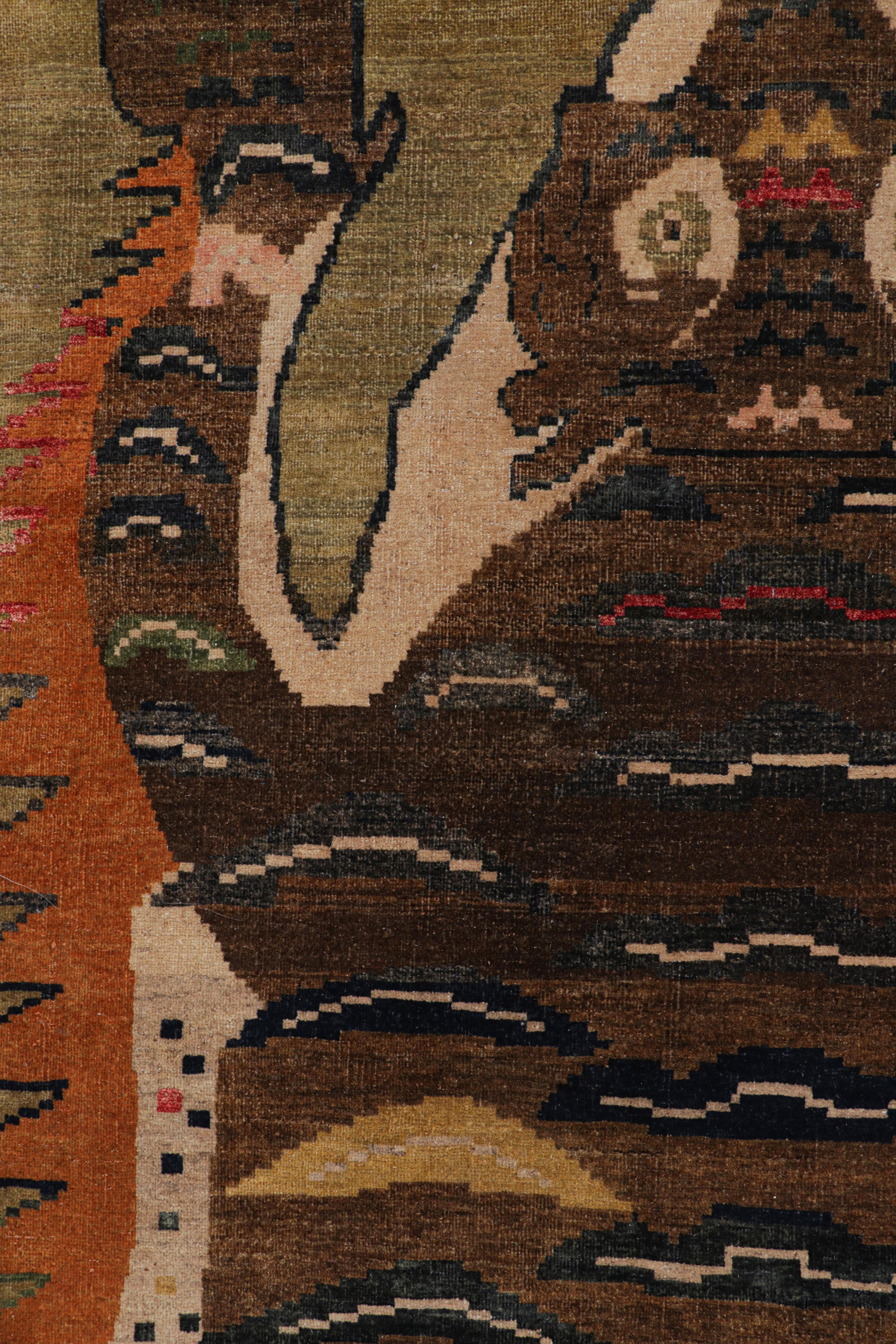 Contemporary Rug & Kilim’s Tiger Skin Rug in Beige with Black and Brown Pictorial For Sale