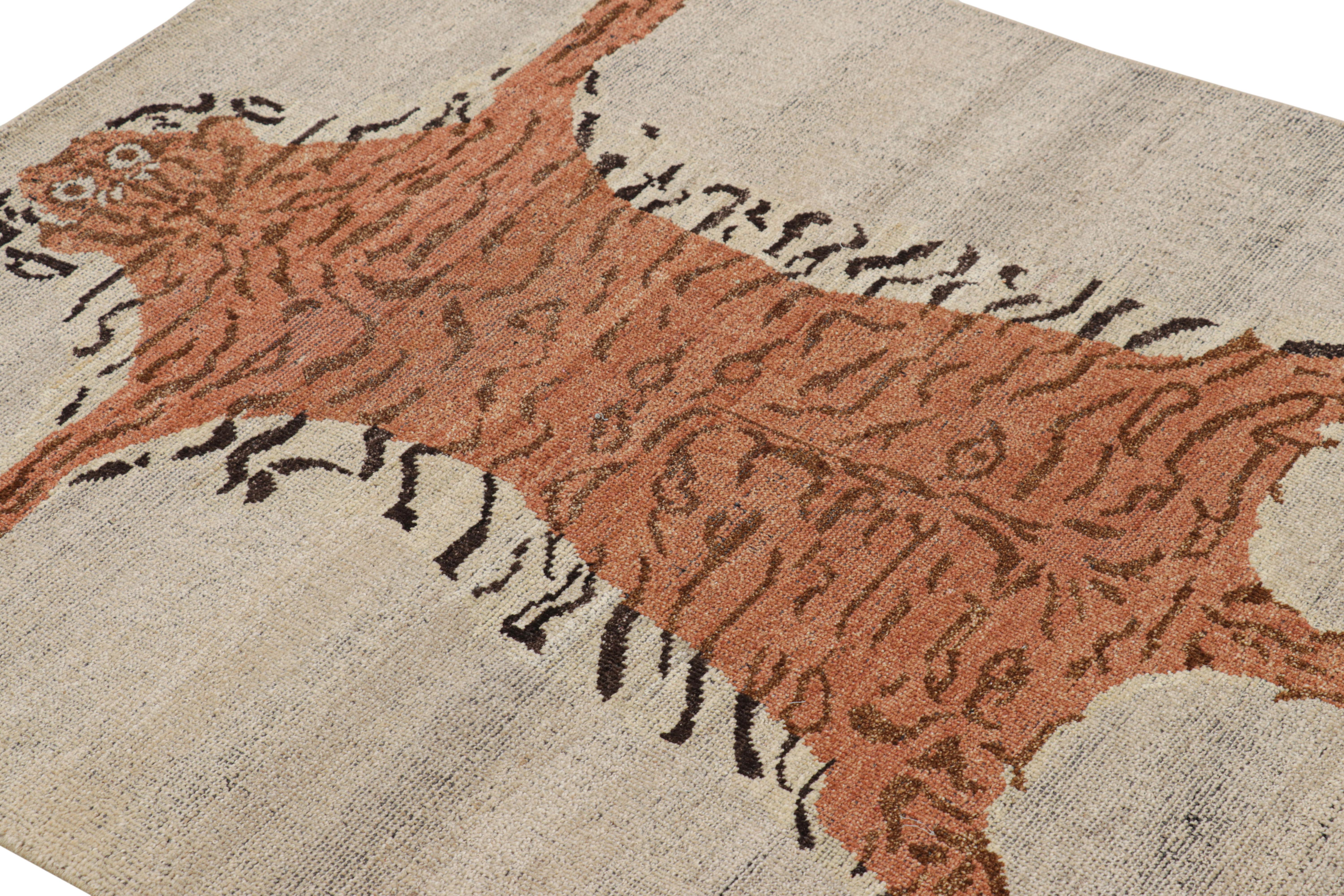 Este diseño de alfombra moderna de 4x6 es una nueva y atrevida incorporación a la colección Burano de Rug & Kilim. Esta sección concreta de alfombras de tigre abarca varias culturas y recupera estilos pictóricos icónicos tanto del arte popular como