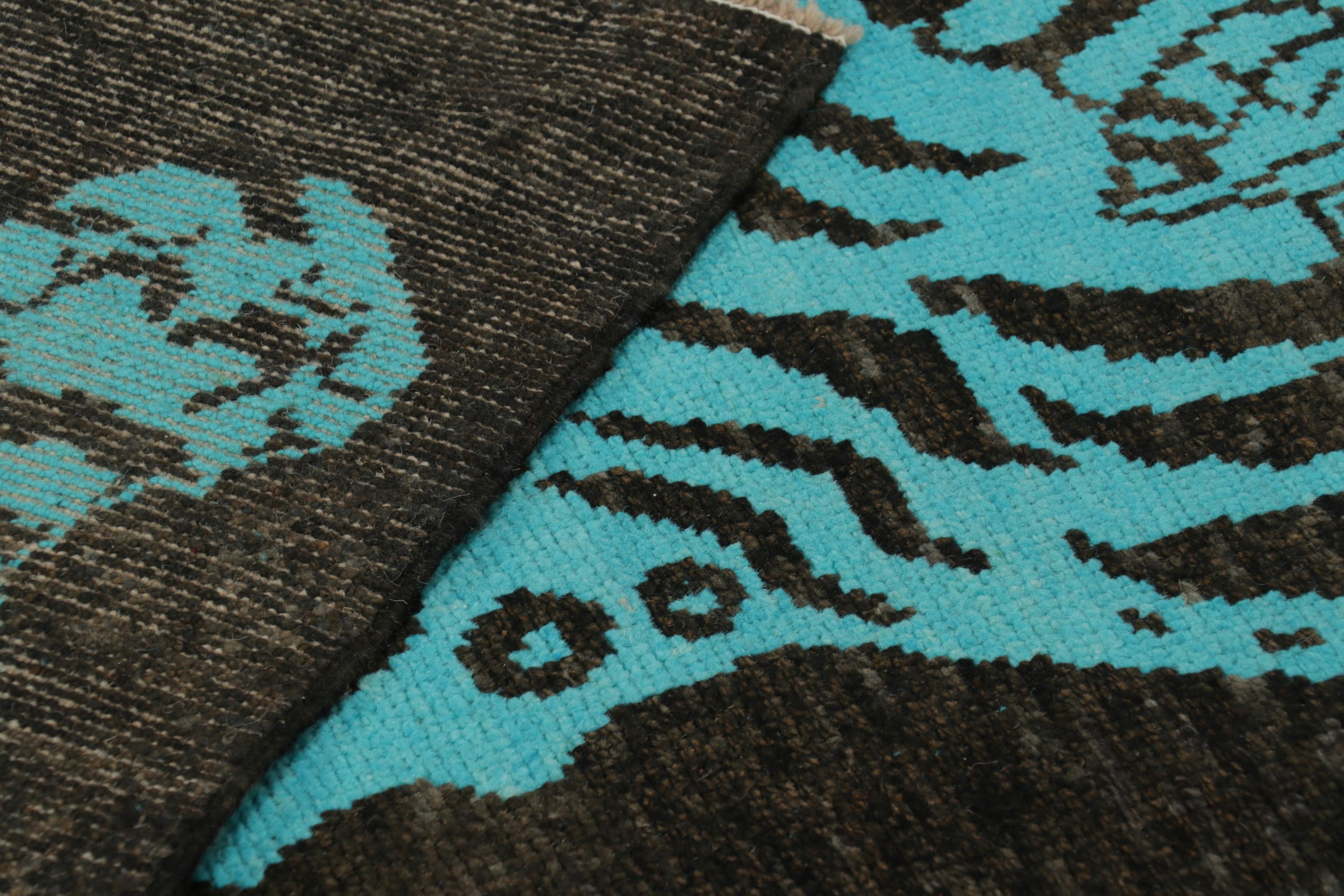 Rug & Kilim’s Tiger Skin Rug in Black, Brown and Blue Pictorial For Sale 1