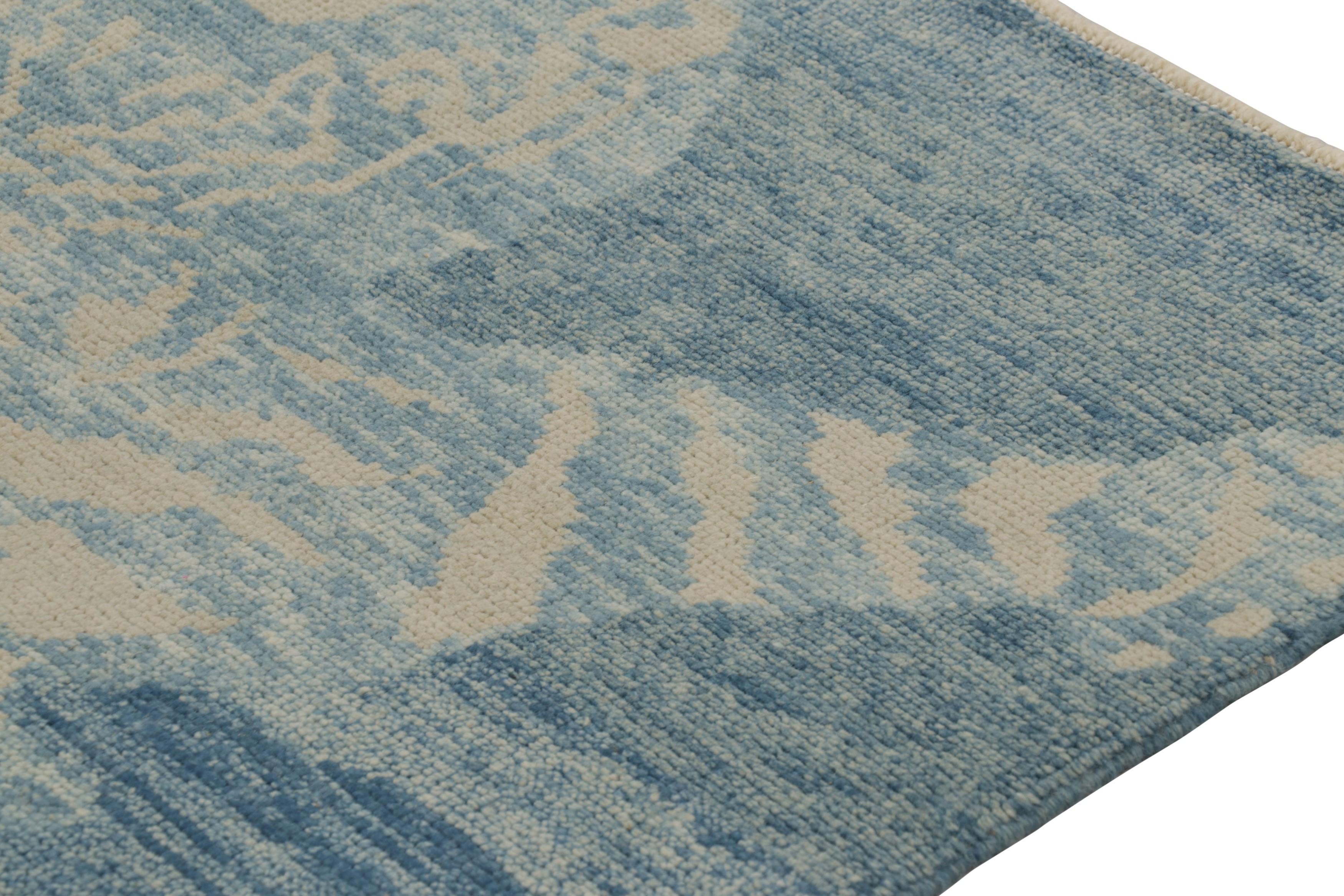 Modern Rug & Kilim’s Tiger Skin Rug in Blue and Gray with Beige and Cream Pictorial For Sale