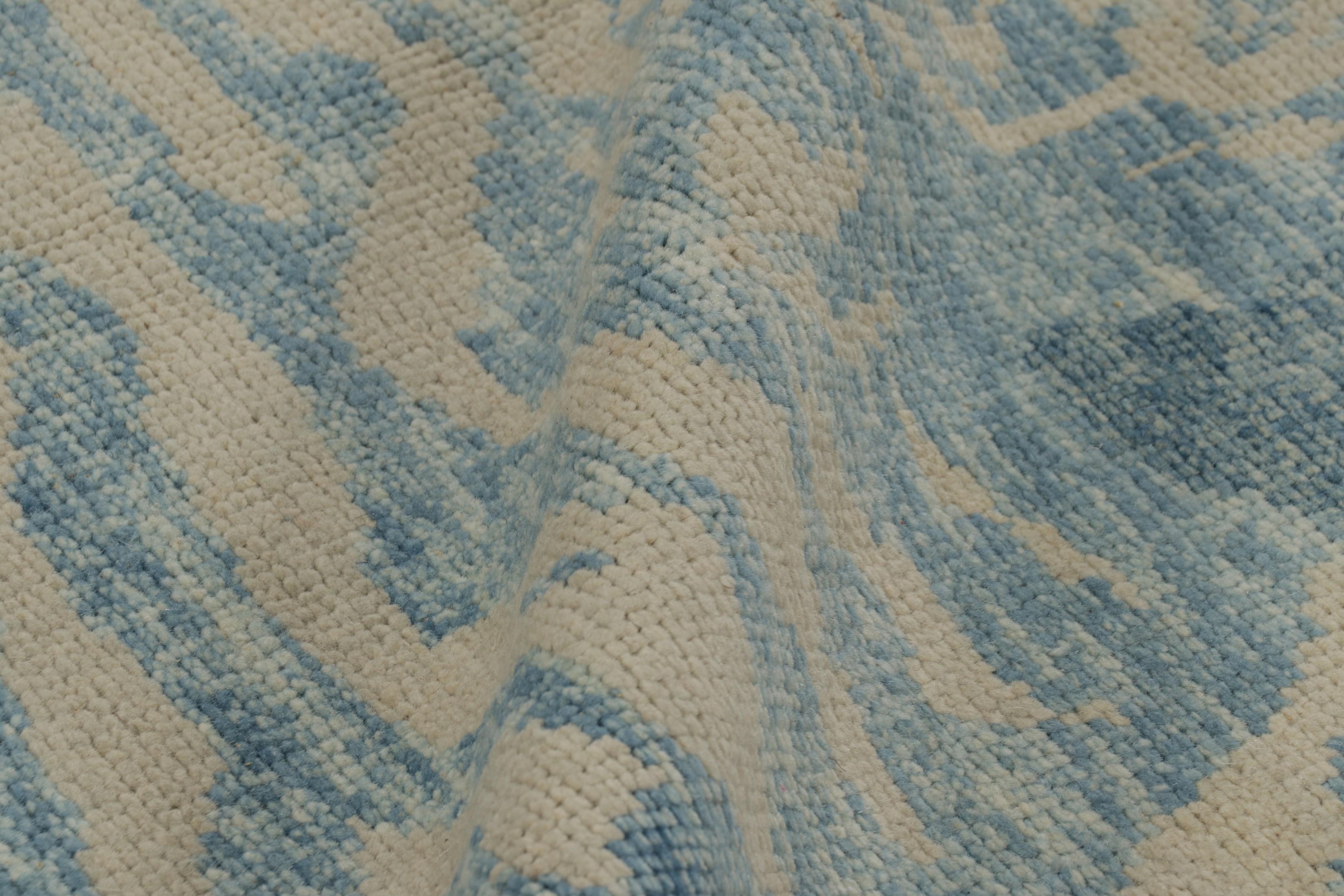 Contemporary Rug & Kilim’s Tiger Skin Rug in Blue and Gray with Beige and Cream Pictorial For Sale