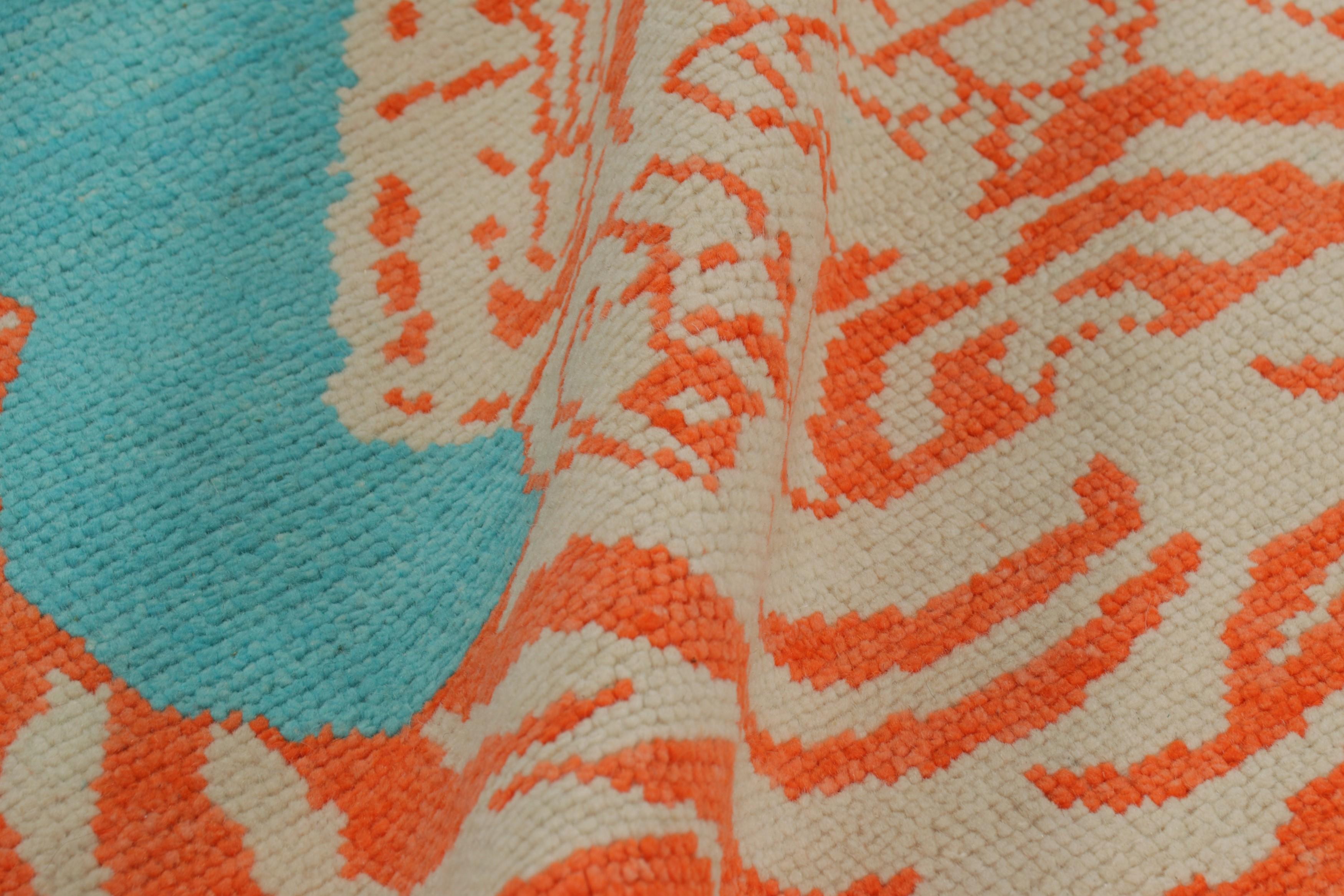 Rug & Kilim’s Tiger Skin Rug in Blue with Rust and Gray Pictorial For Sale 1