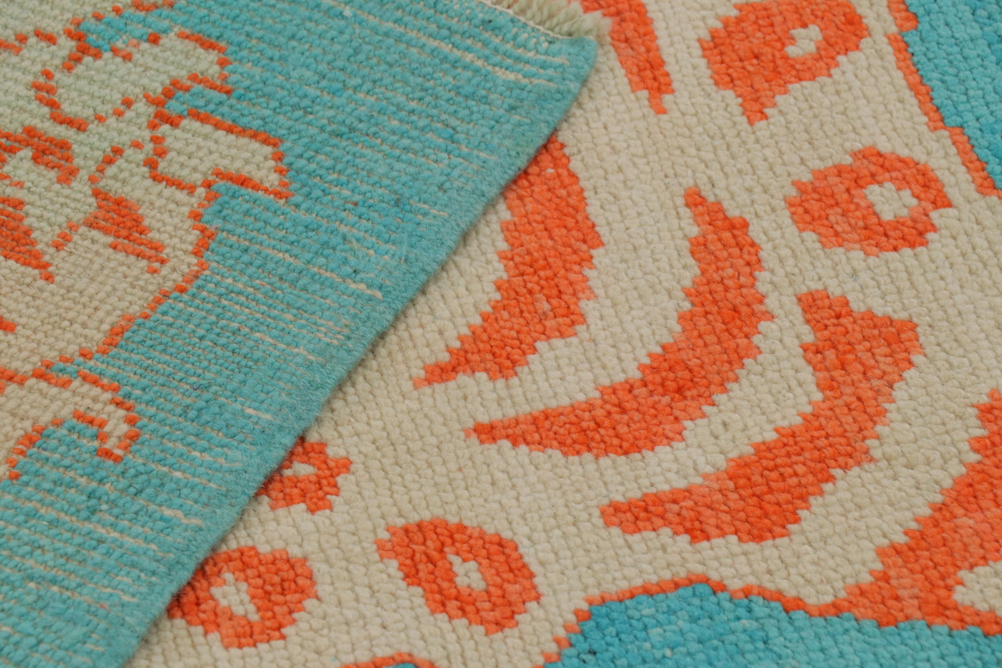 Rug & Kilim’s Tiger Skin Rug in Blue with Rust and Gray Pictorial For Sale 2