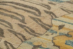 Rug & Kilim’s Tiger Skin Rug with Gold, Blue and Beige-Brown Pictorial